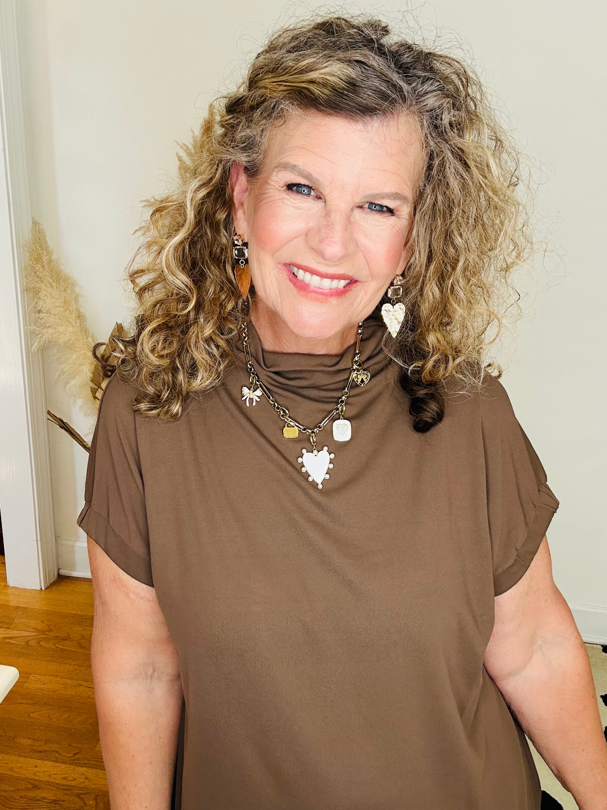 MOCHA MOCK NECK MIDI DRESS