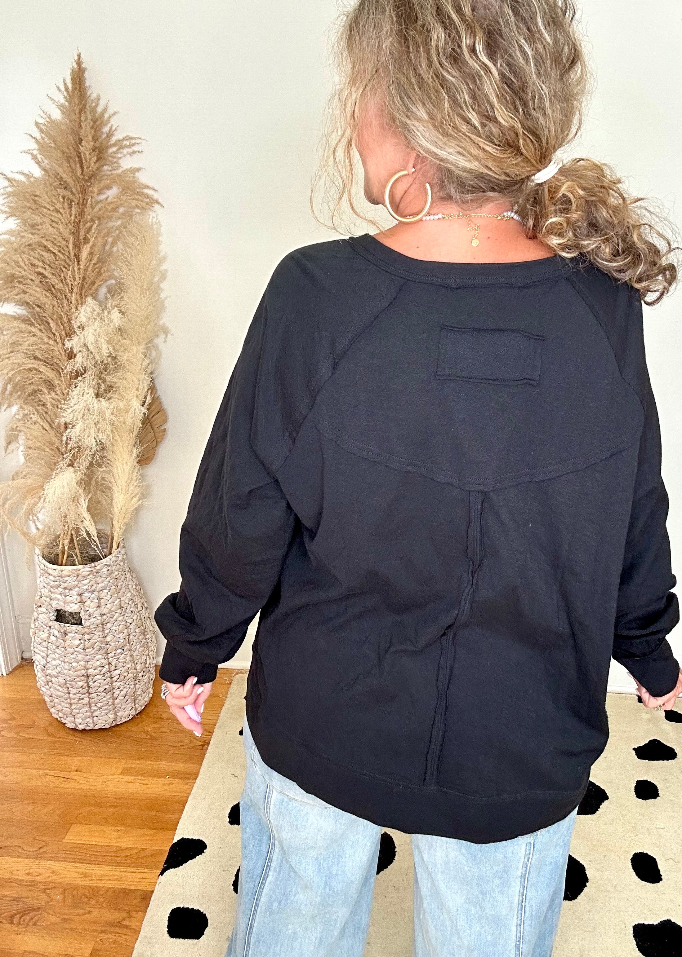 OVERSIZED LONG SLEEVED COTTON SLUB TOP