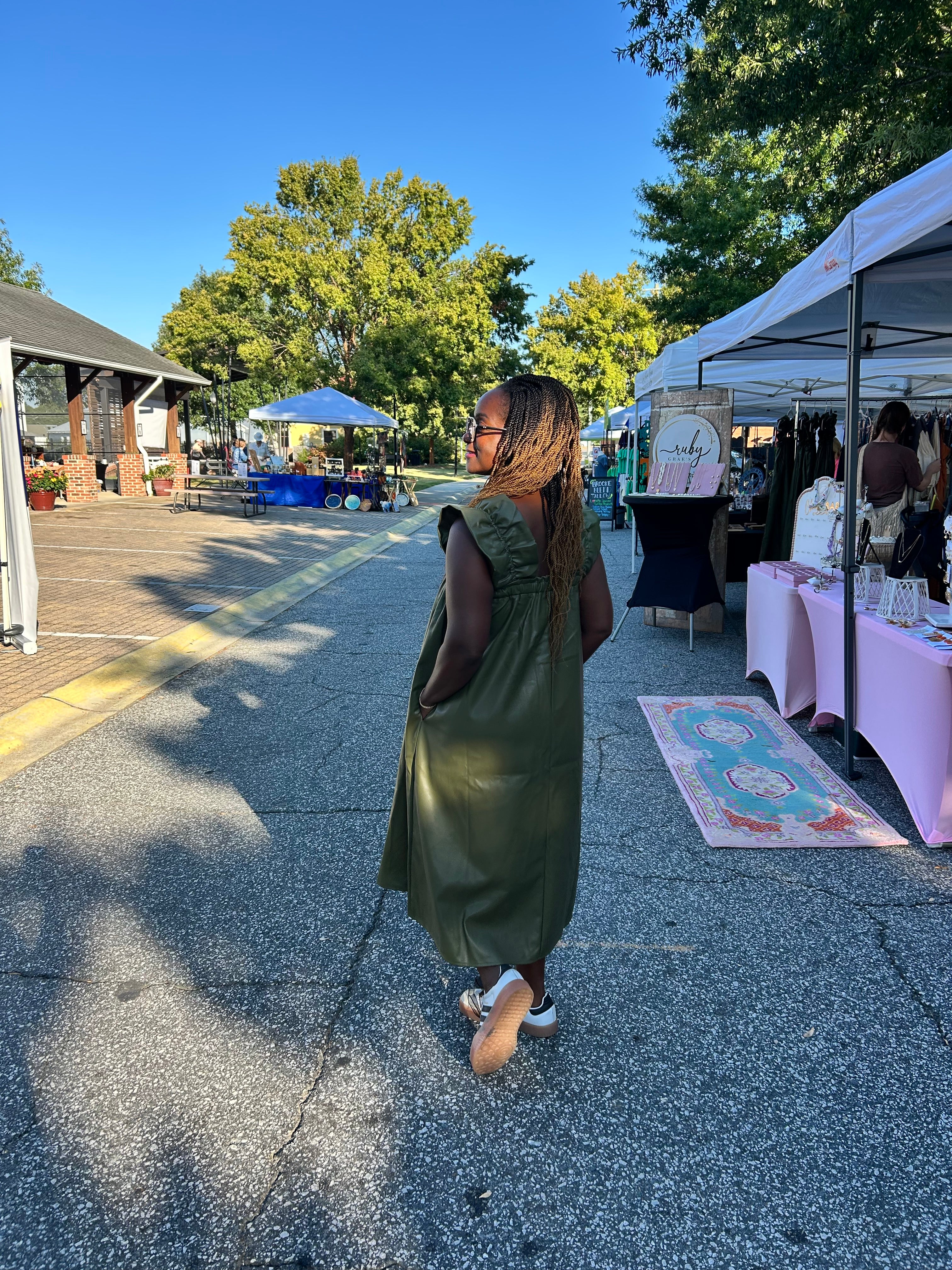 FAUX LEATHER MIDI DRESS