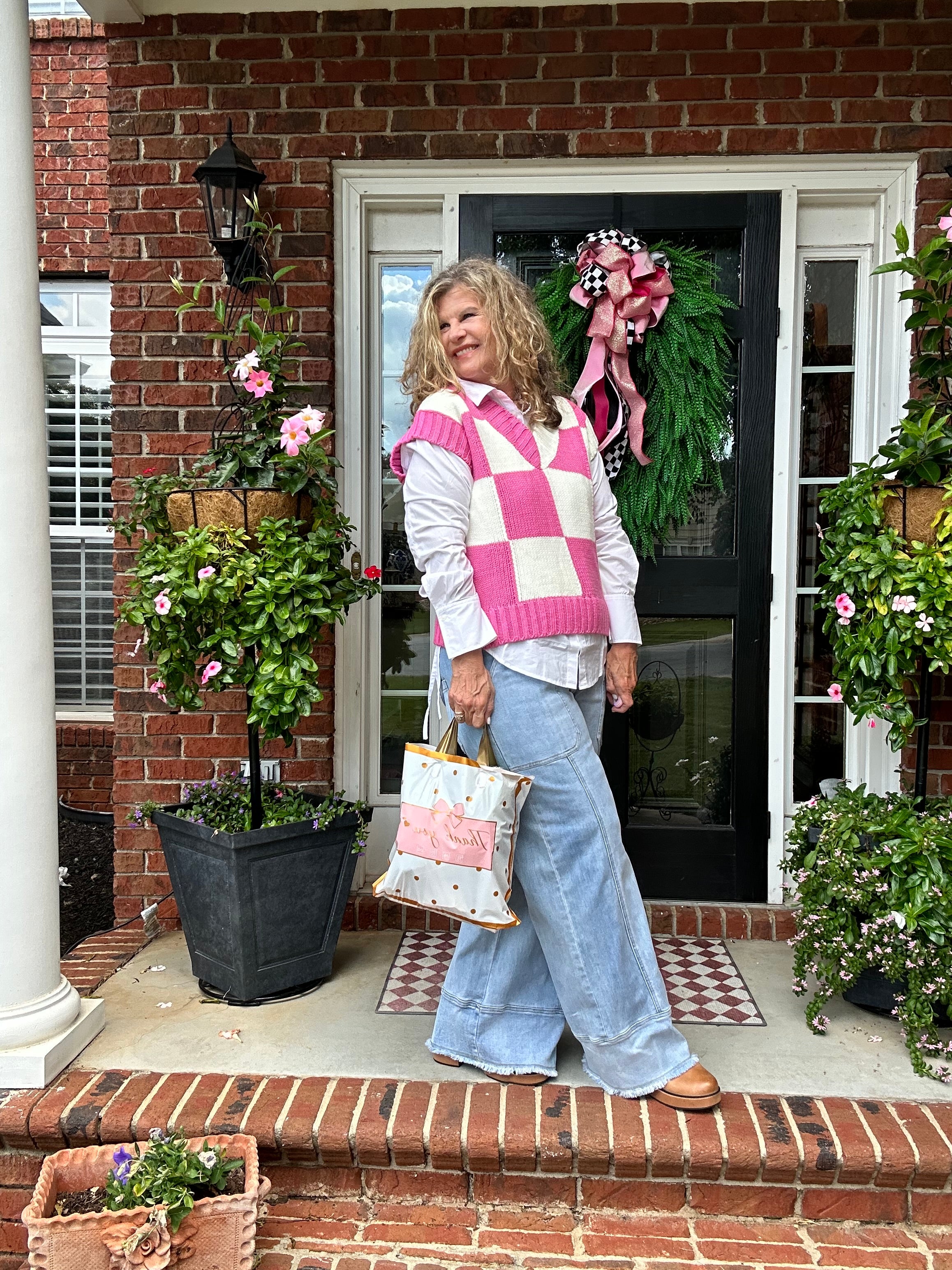 CHECKERED PINK SWEATER VEST