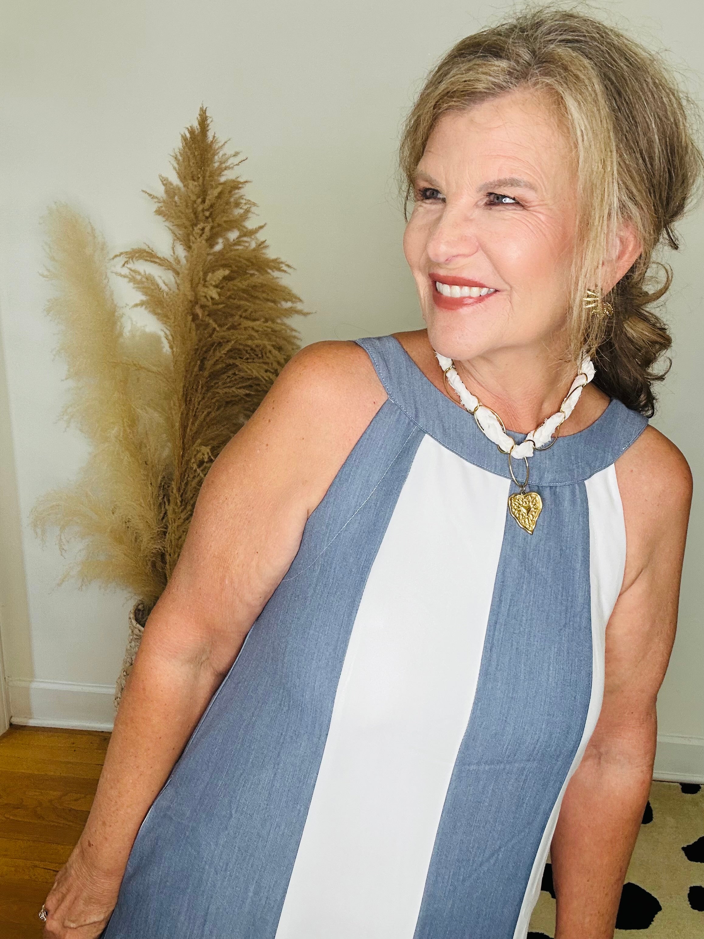 COLORBLOCK STRIPE MAXI DRESS