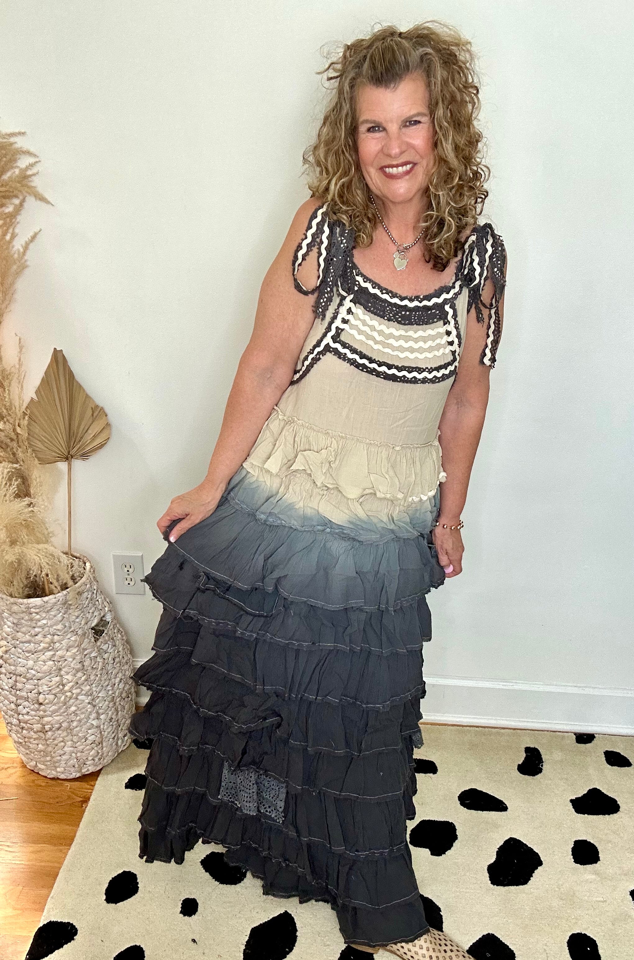 OMBRE RIC RAC RUFFLE DRESS