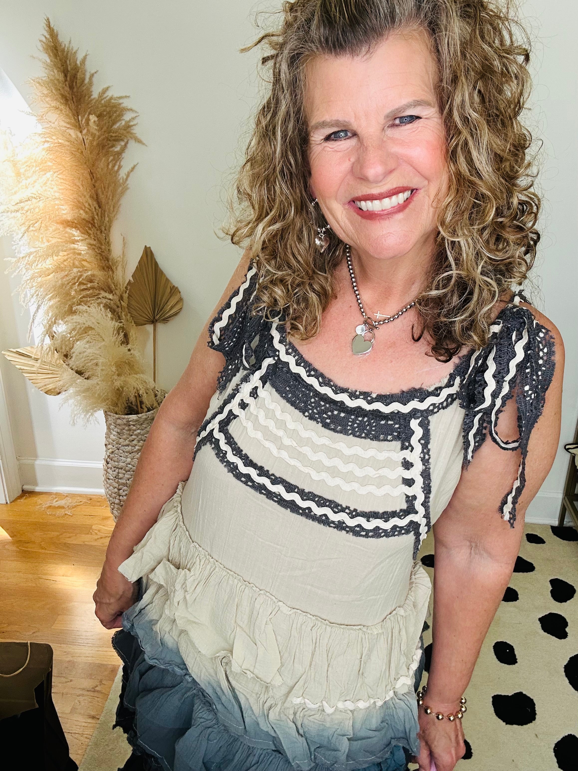 OMBRE RIC RAC RUFFLE DRESS