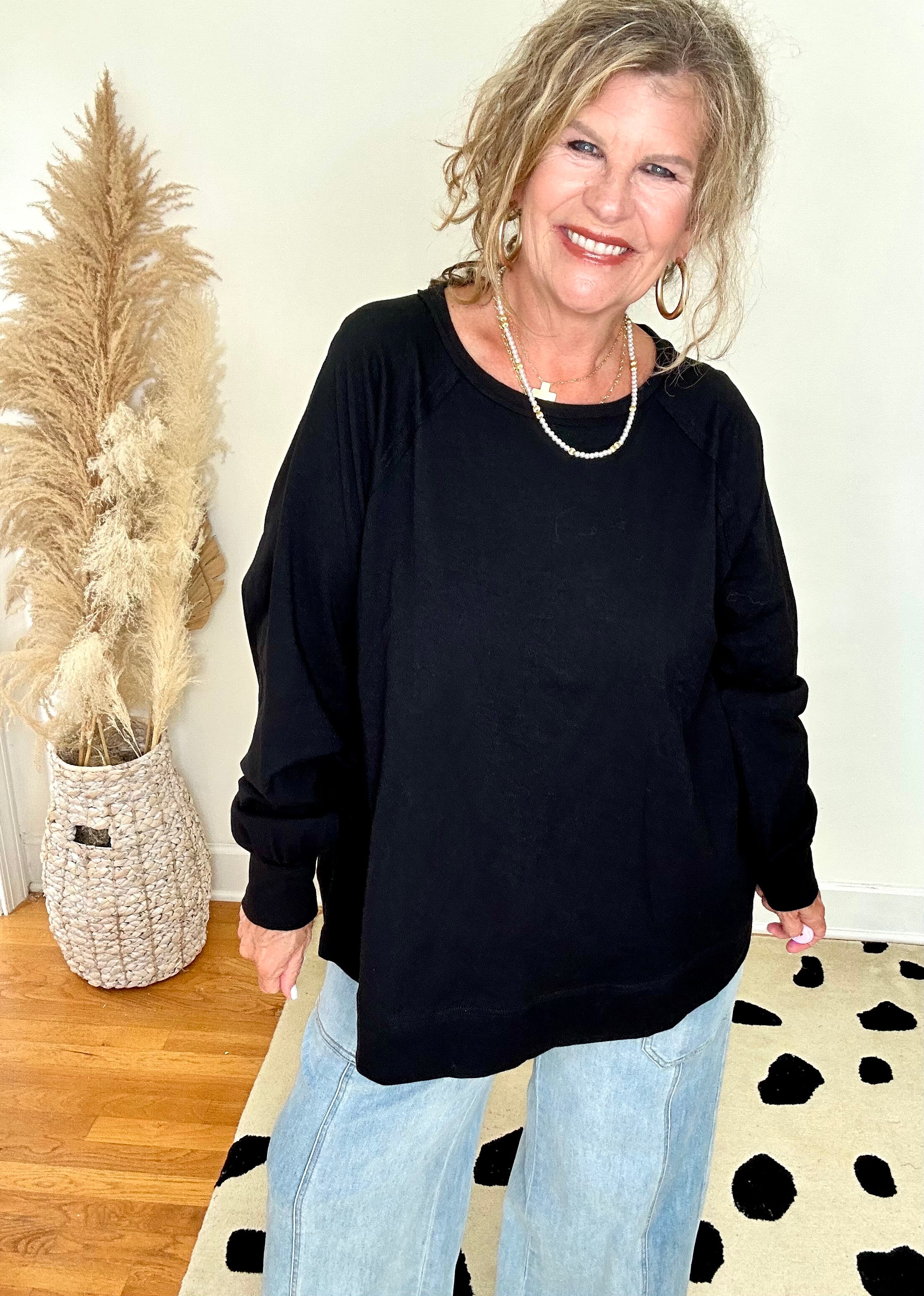 OVERSIZED LONG SLEEVED COTTON SLUB TOP