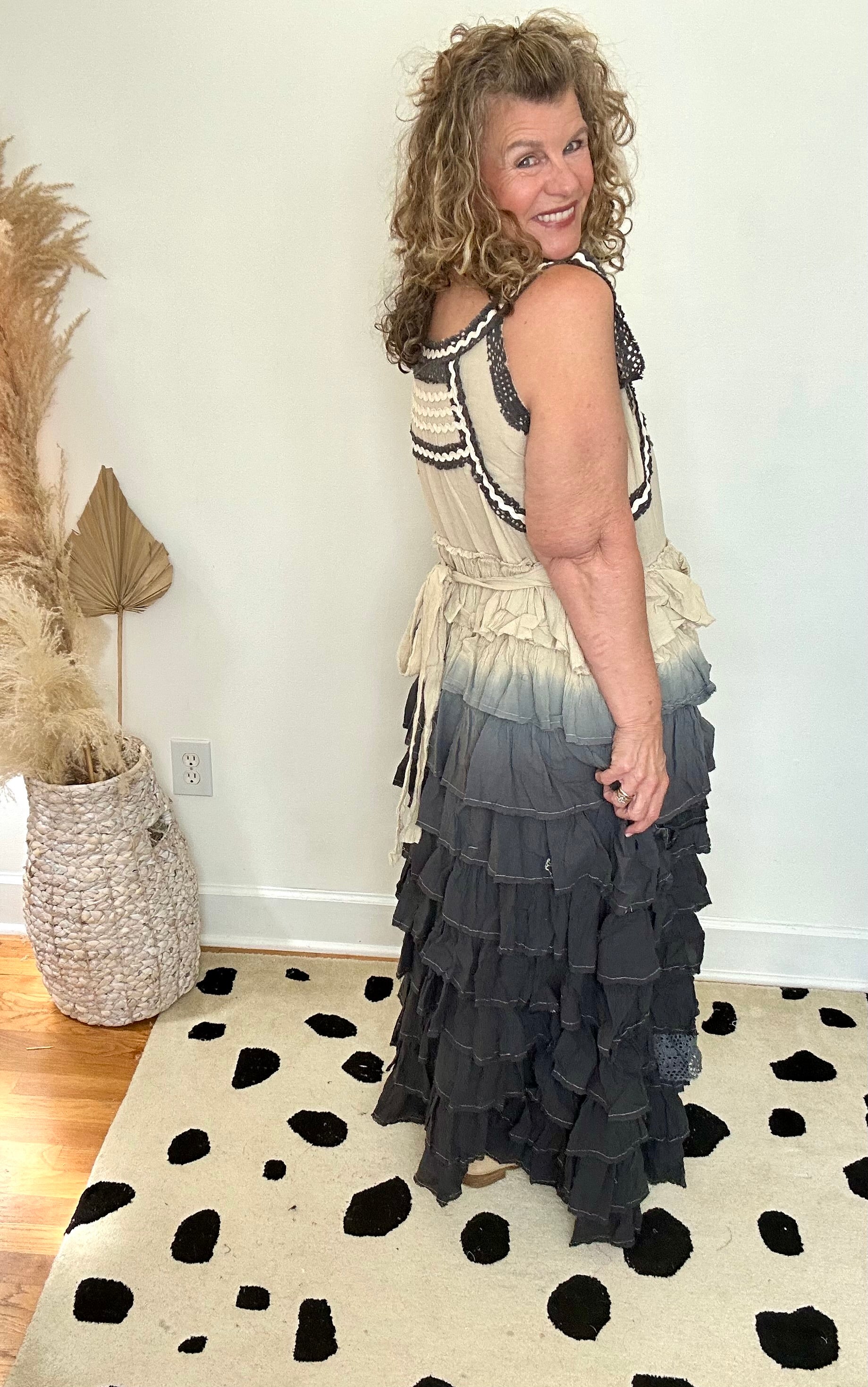 OMBRE RIC RAC RUFFLE DRESS