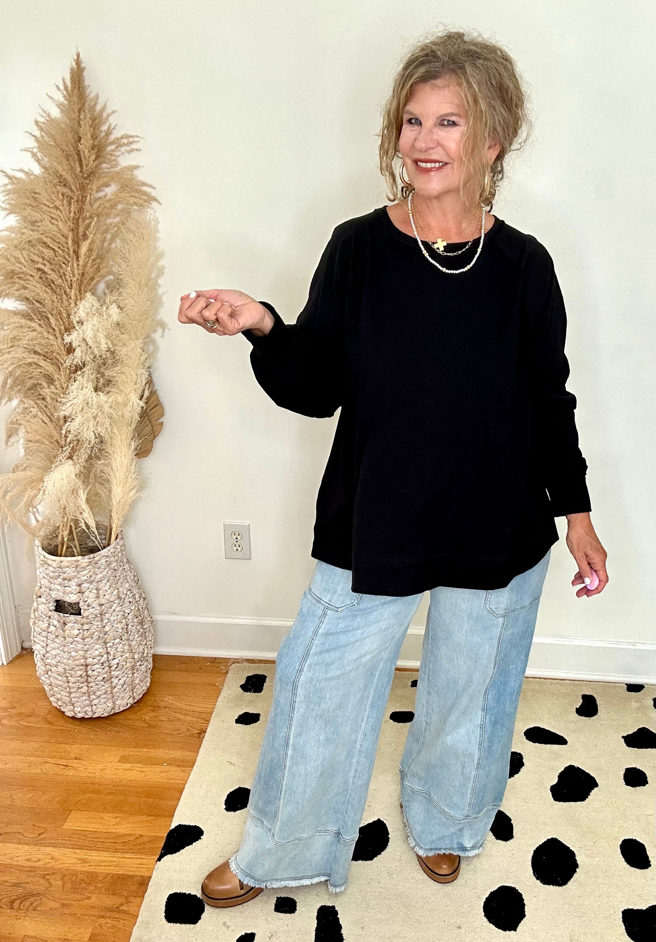 OVERSIZED LONG SLEEVED COTTON SLUB TOP