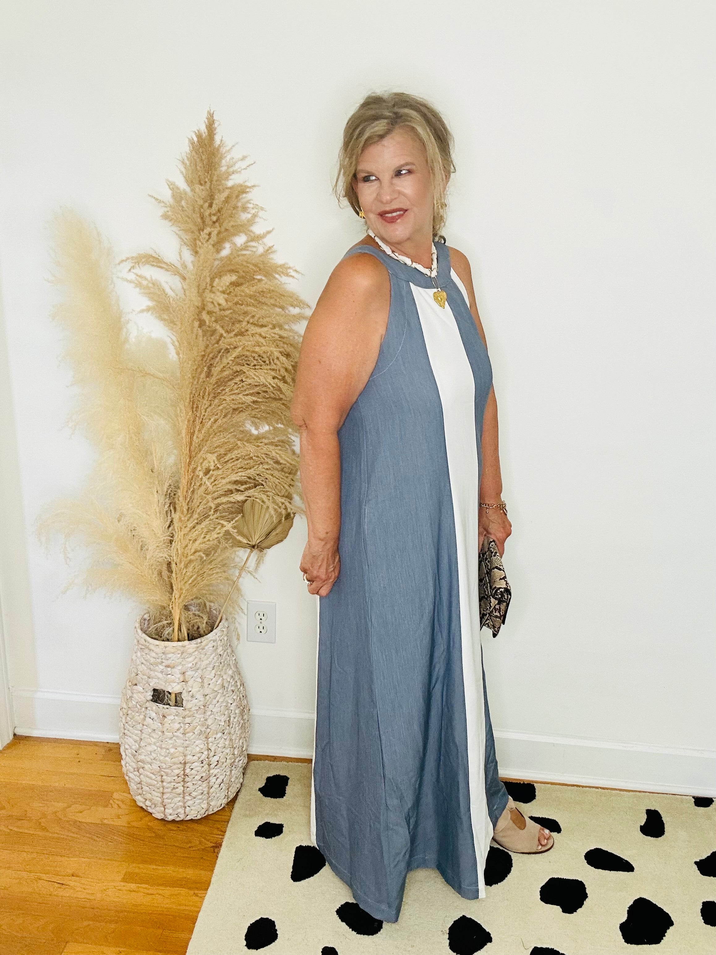 COLORBLOCK STRIPE MAXI DRESS