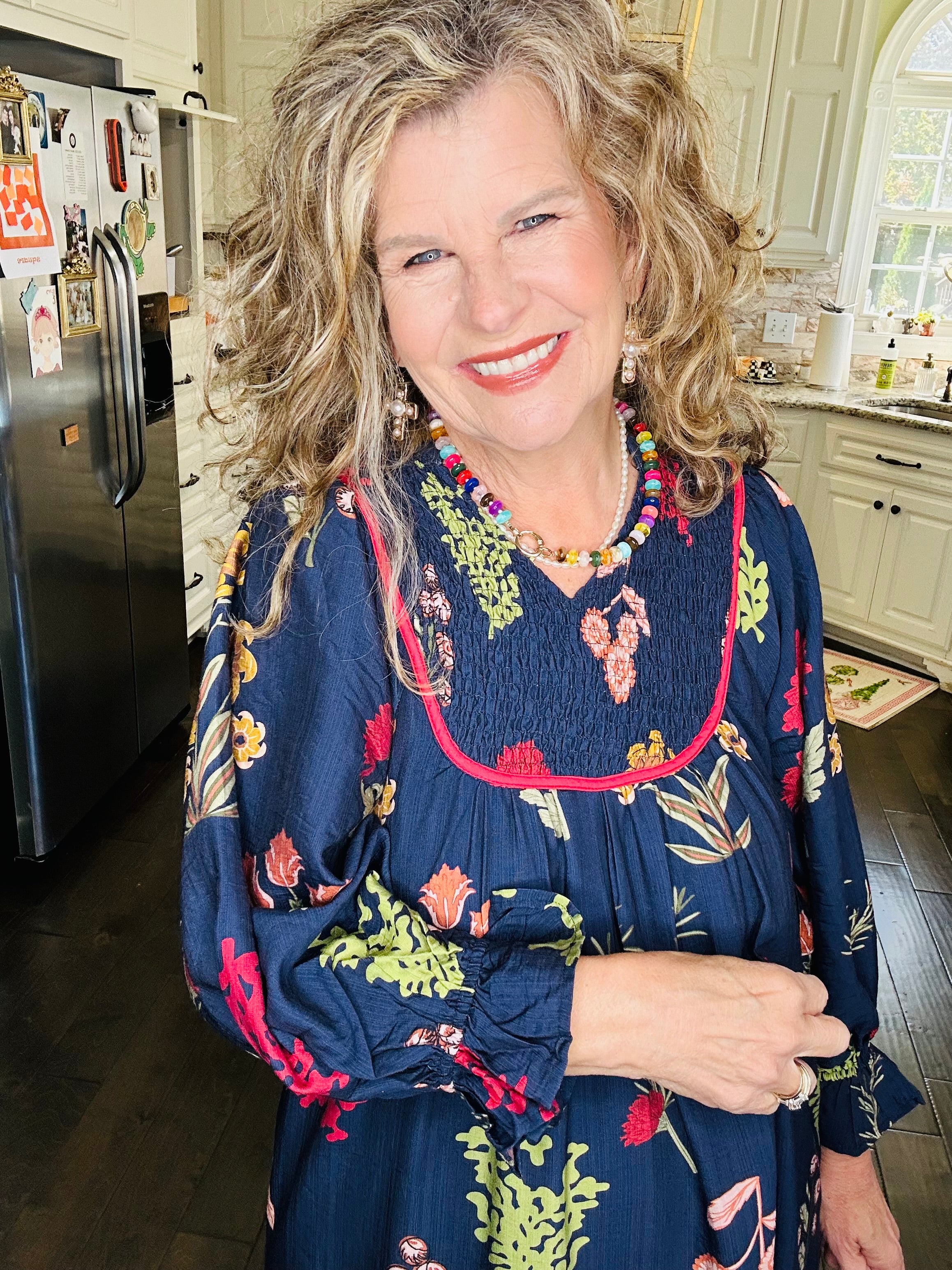 MIDNIGHT MIX MIDI FLORAL DRESS