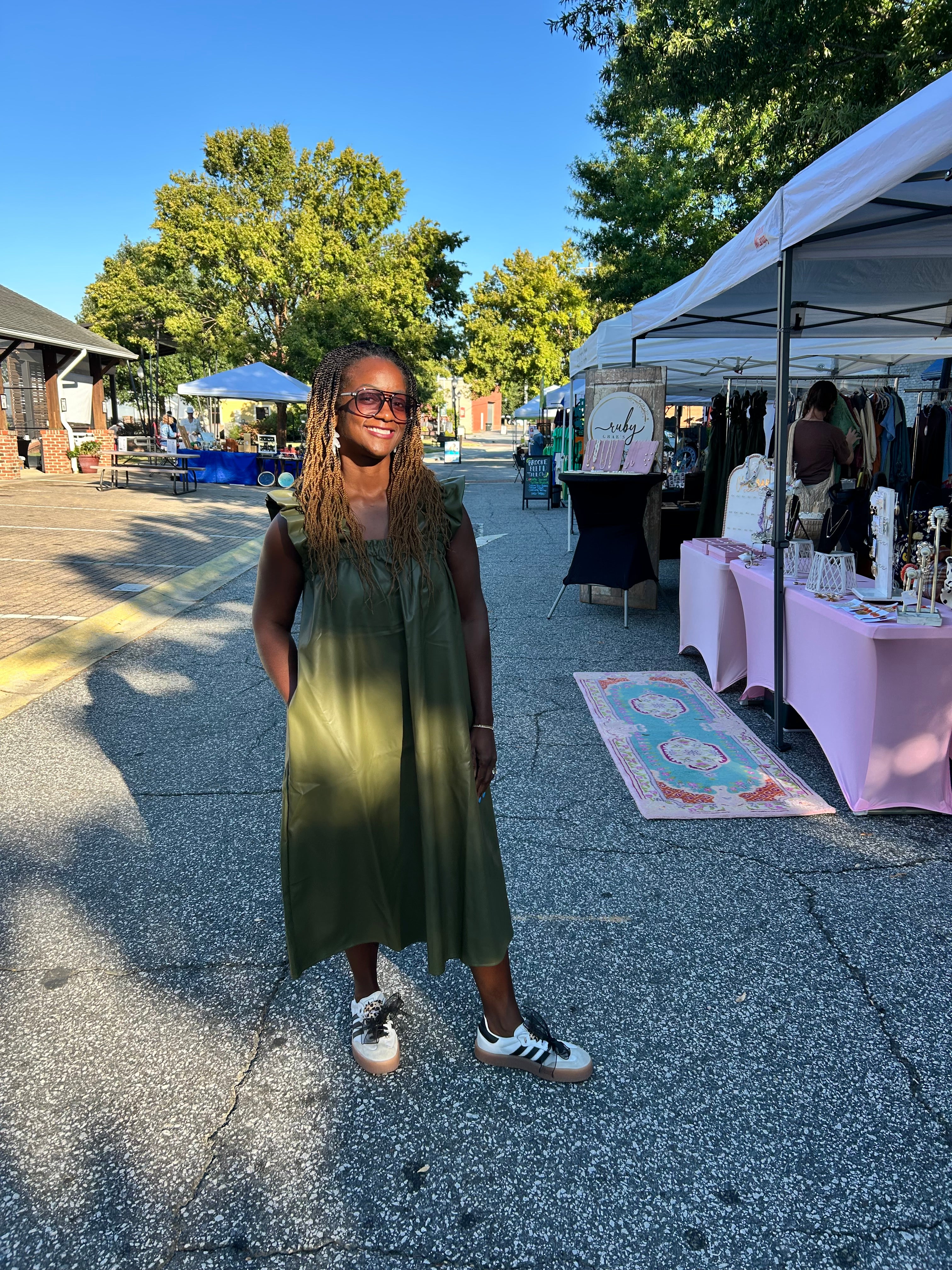 FAUX LEATHER MIDI DRESS