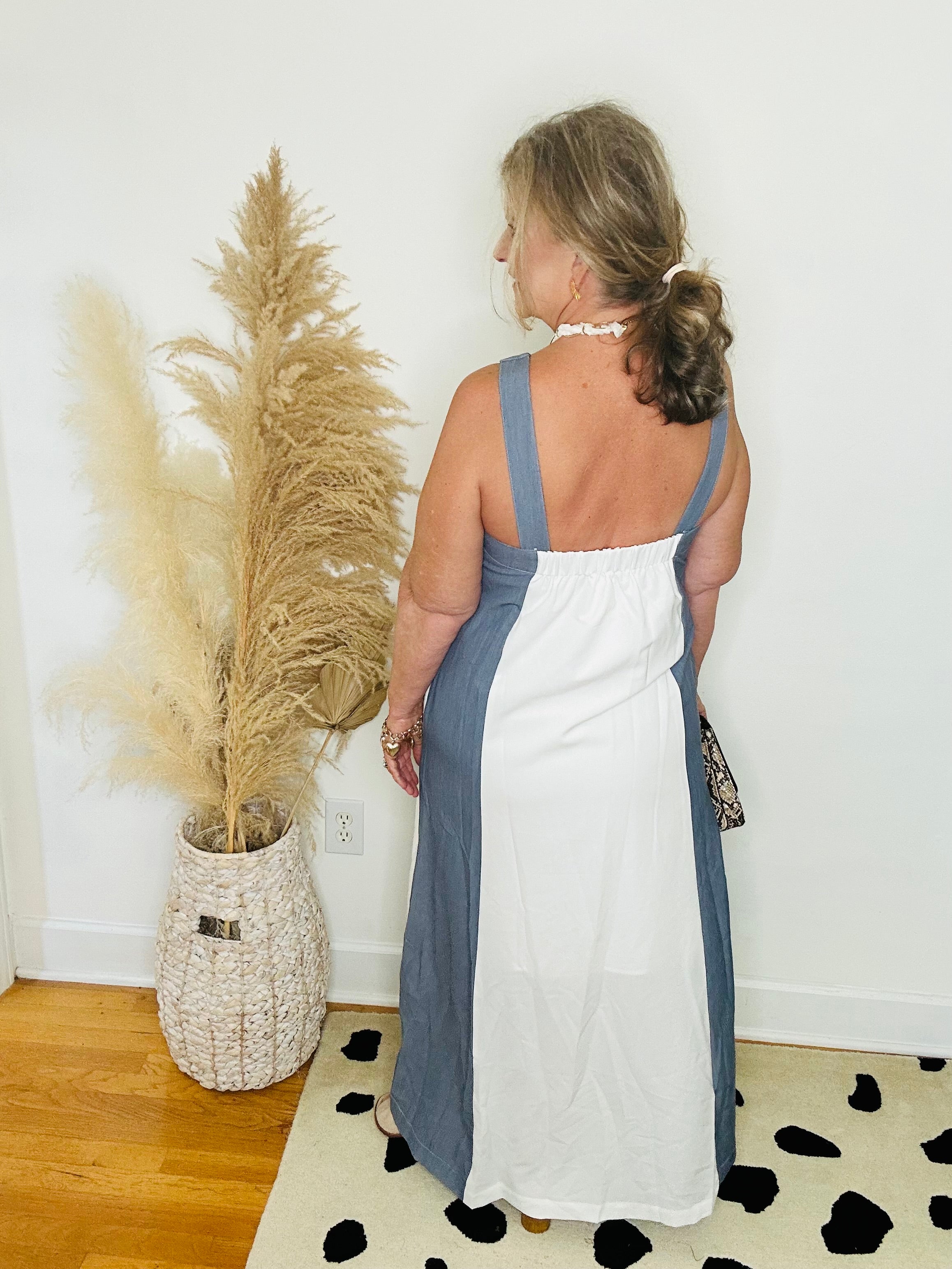 COLORBLOCK STRIPE MAXI DRESS