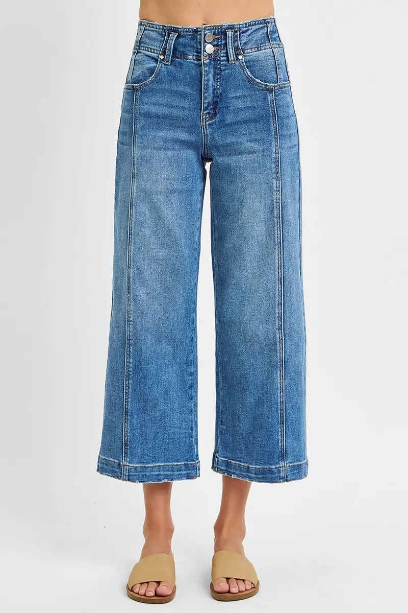 RISEN HIGH RISE CROP WIDE-FRONT SEAM JEANS