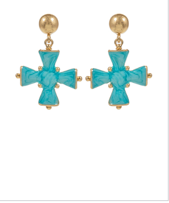 VINTAGE TURQUOISE CROSS EARRING