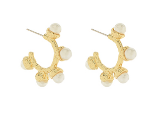 TEXTURED PEARL HOOPS
