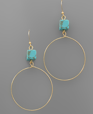 TURQUOISE CUBE HOOPS