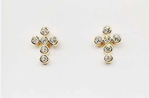RHINESTONE CROSS EARRING