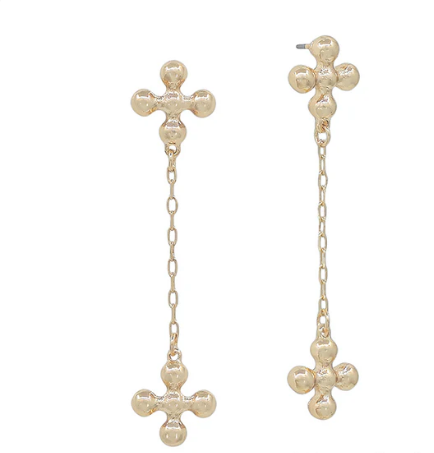 CROSS CHAIN DROP EARRING