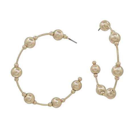 GOLD BALL HOOP EARRING