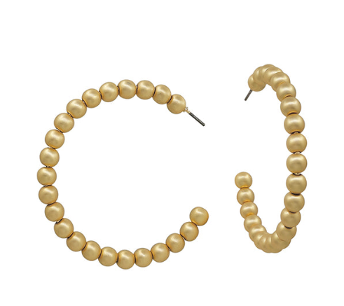MATTE GOLD BEADED HOOPS