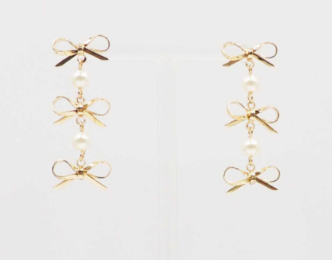 TRIPLE BOW DROP EARRING