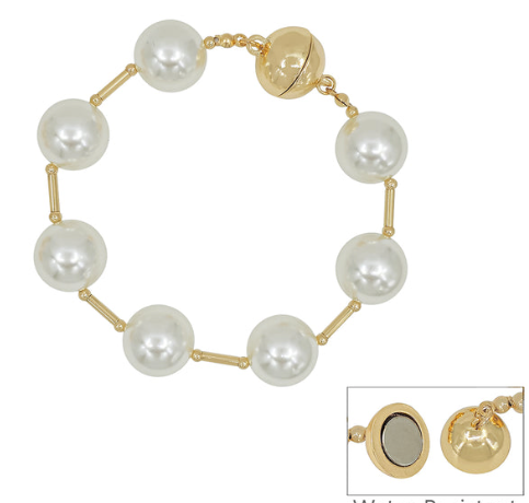 PEARL AND GOLD BEADED MAGNETIC BRACELET