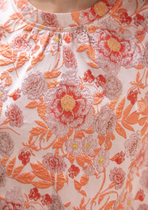 OSTRICH TRIM JACQUARD TOP