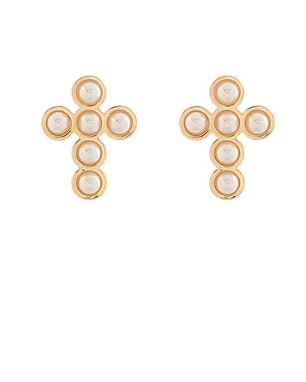 PEARL CROSS EARRINGS