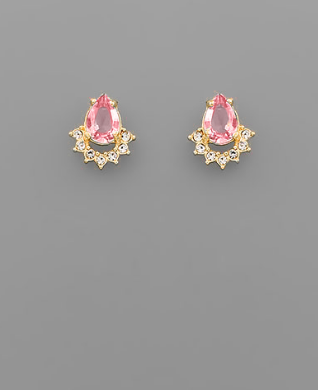 PINK AND GOLD TEARDROP STUDS