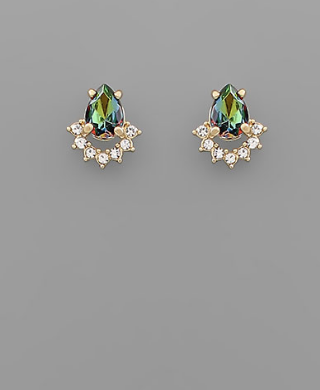 EMERAL AND GOLD TEARDROP EARRING