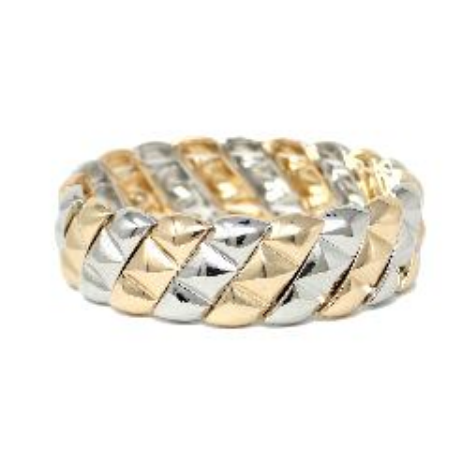 GOLD AND SILVER DIAMOND CUT STRETCH BRACELET