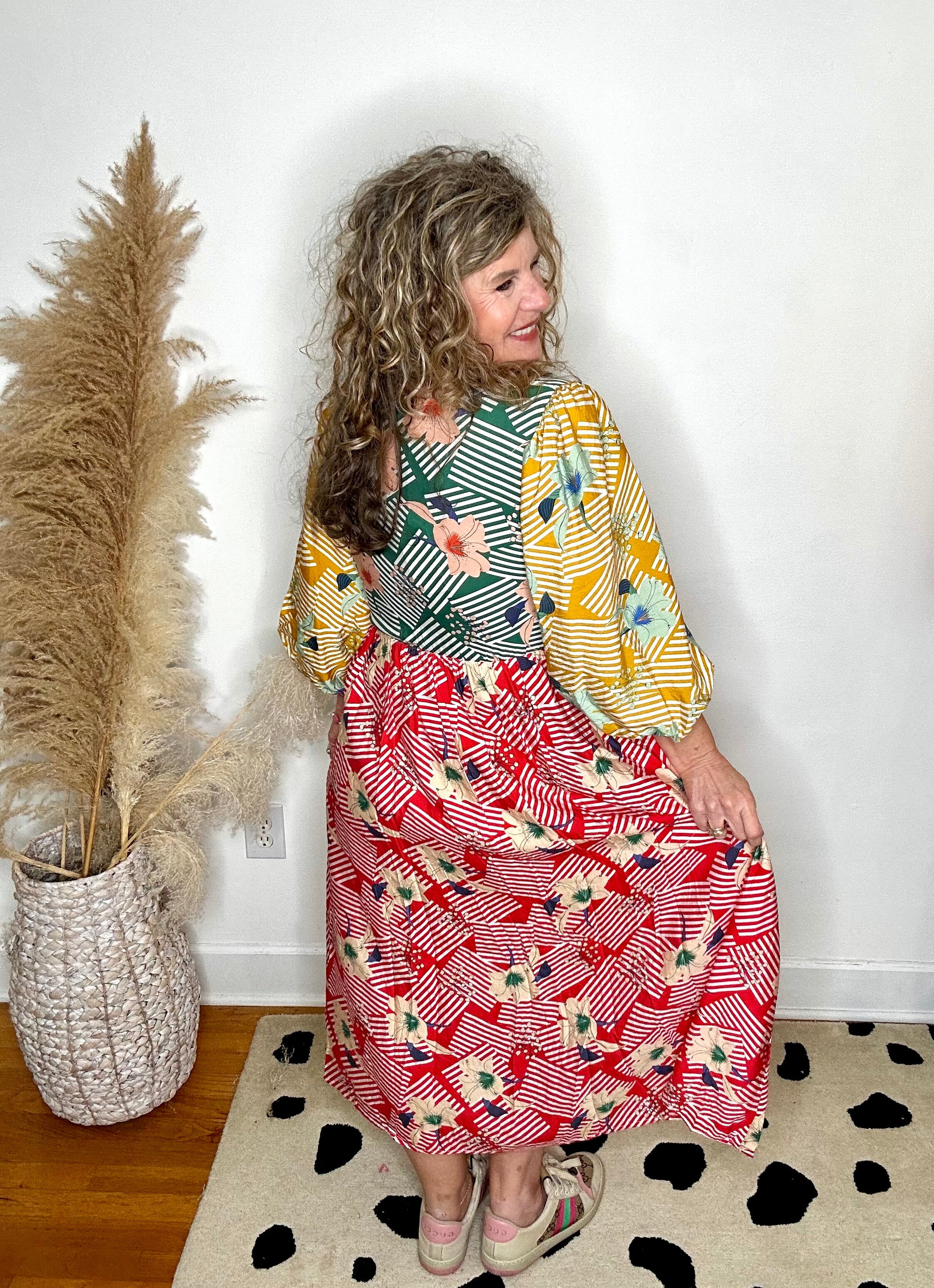 FRONT TIE FLORAL MIDI DRESS