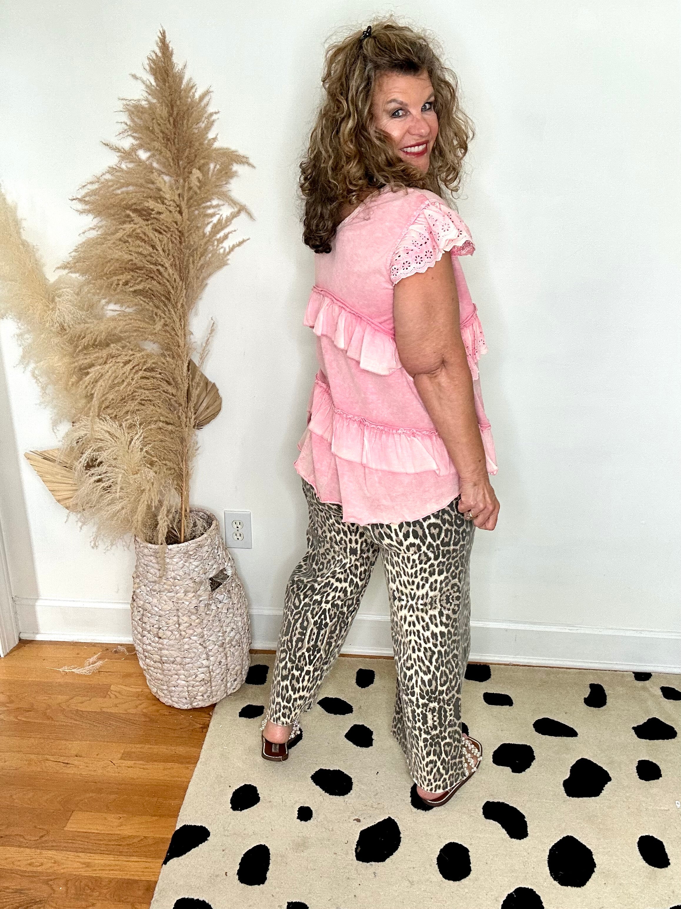 PINK BLOSSOM RUFFLED TOP