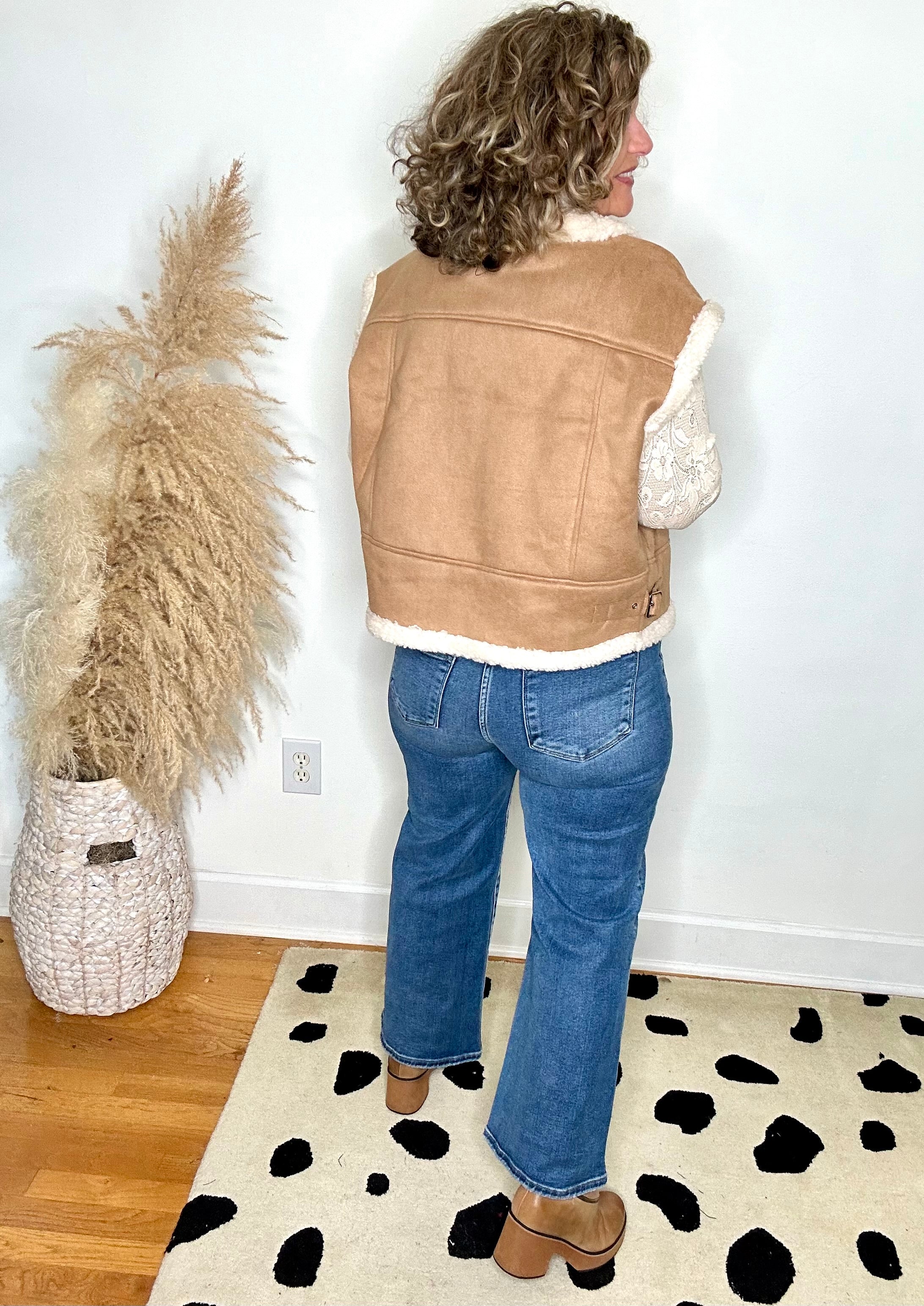 CONTRAST SUEDE VEST