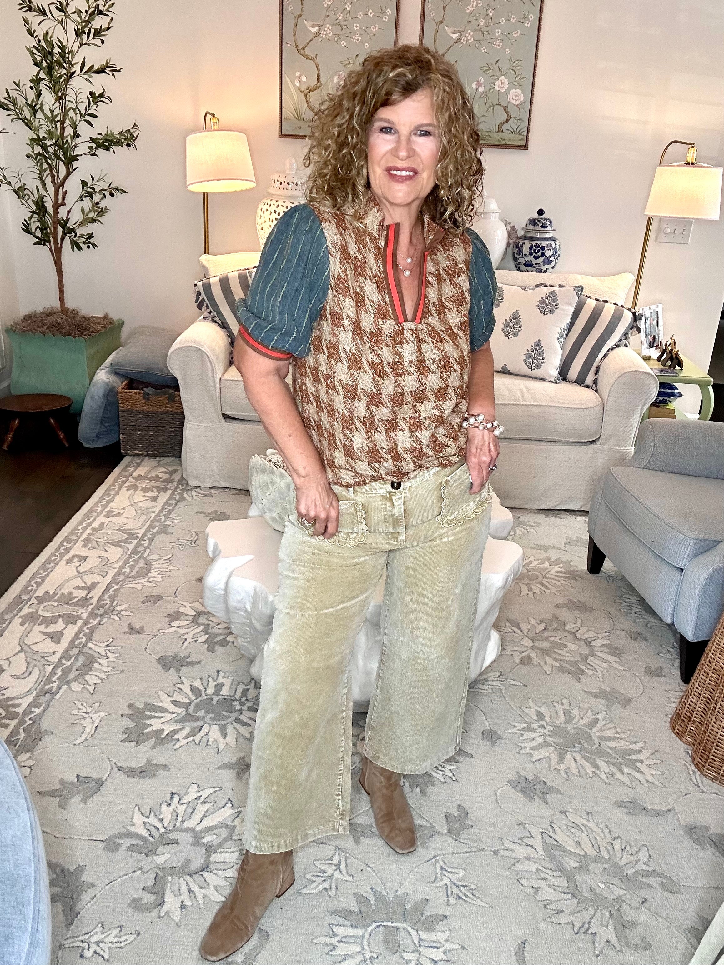 TAUPE WASHED CORDUROY PANT