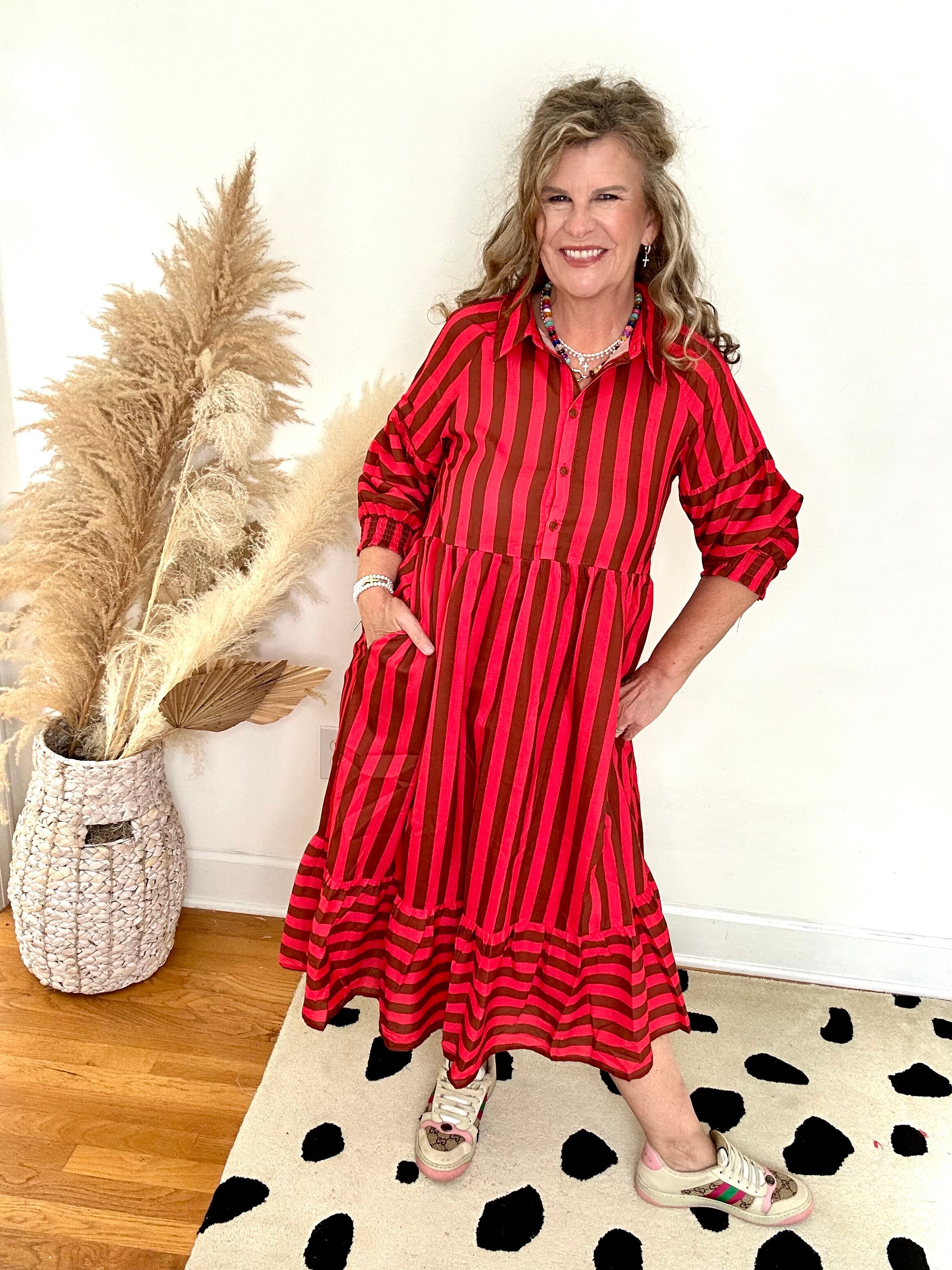 READ BETWEEN THE LINES STRIPE MIDI DRESS READ BETWEEN THE LINES STRIPE MIDI DRESS