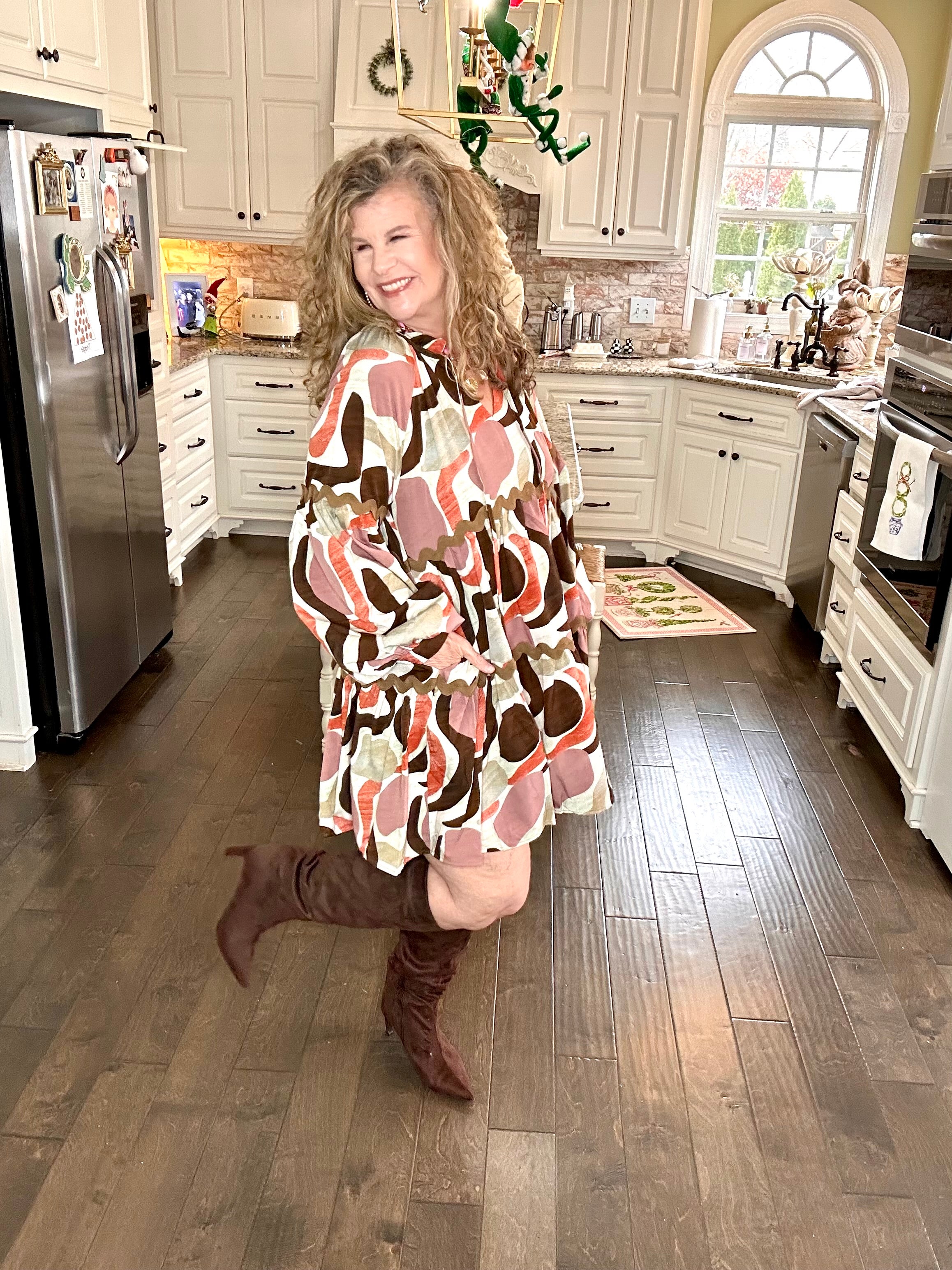 RUST AND ROSE TASSEL DRESS