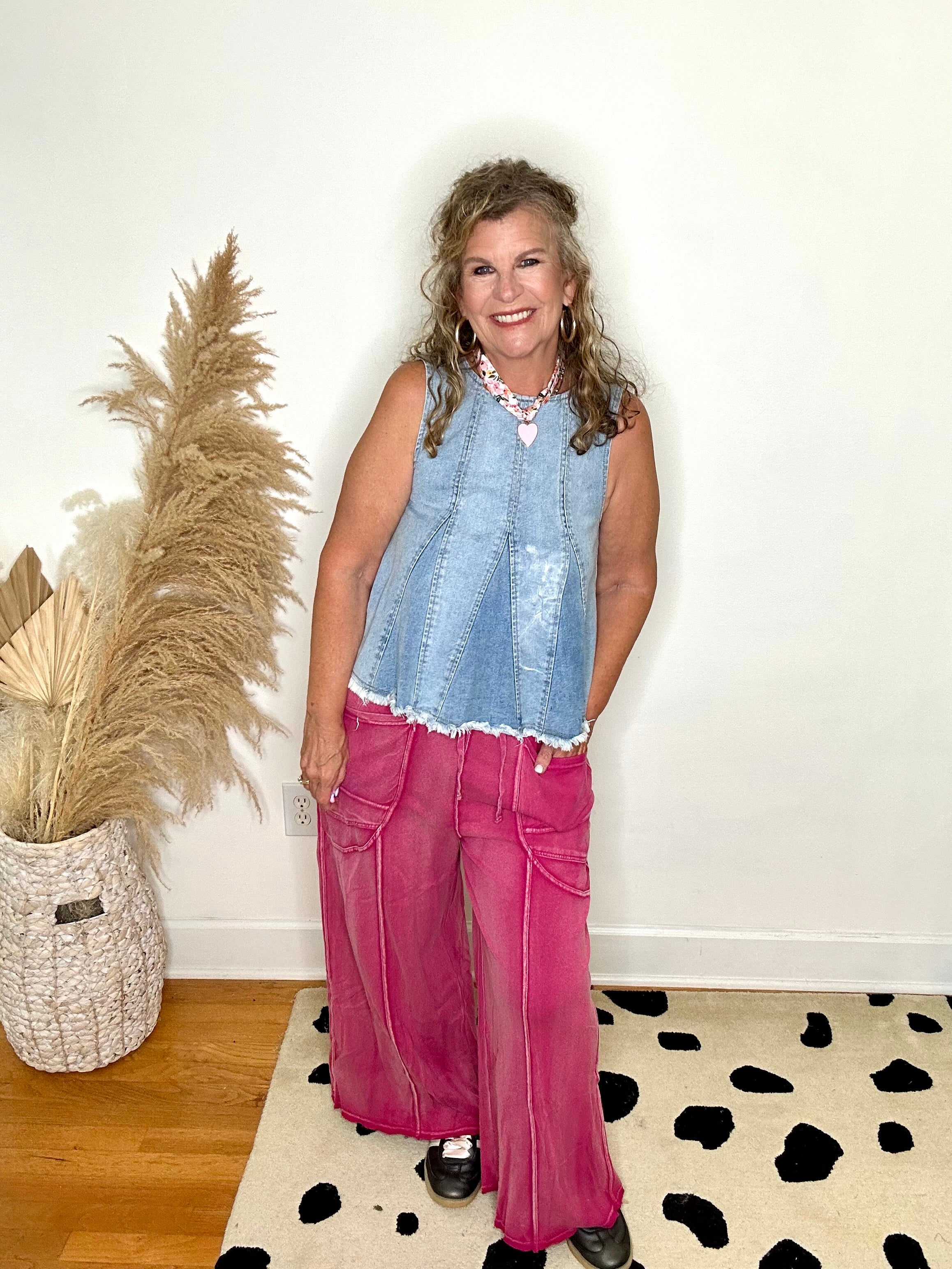 RASPBERRY TERRY KNIT PANT