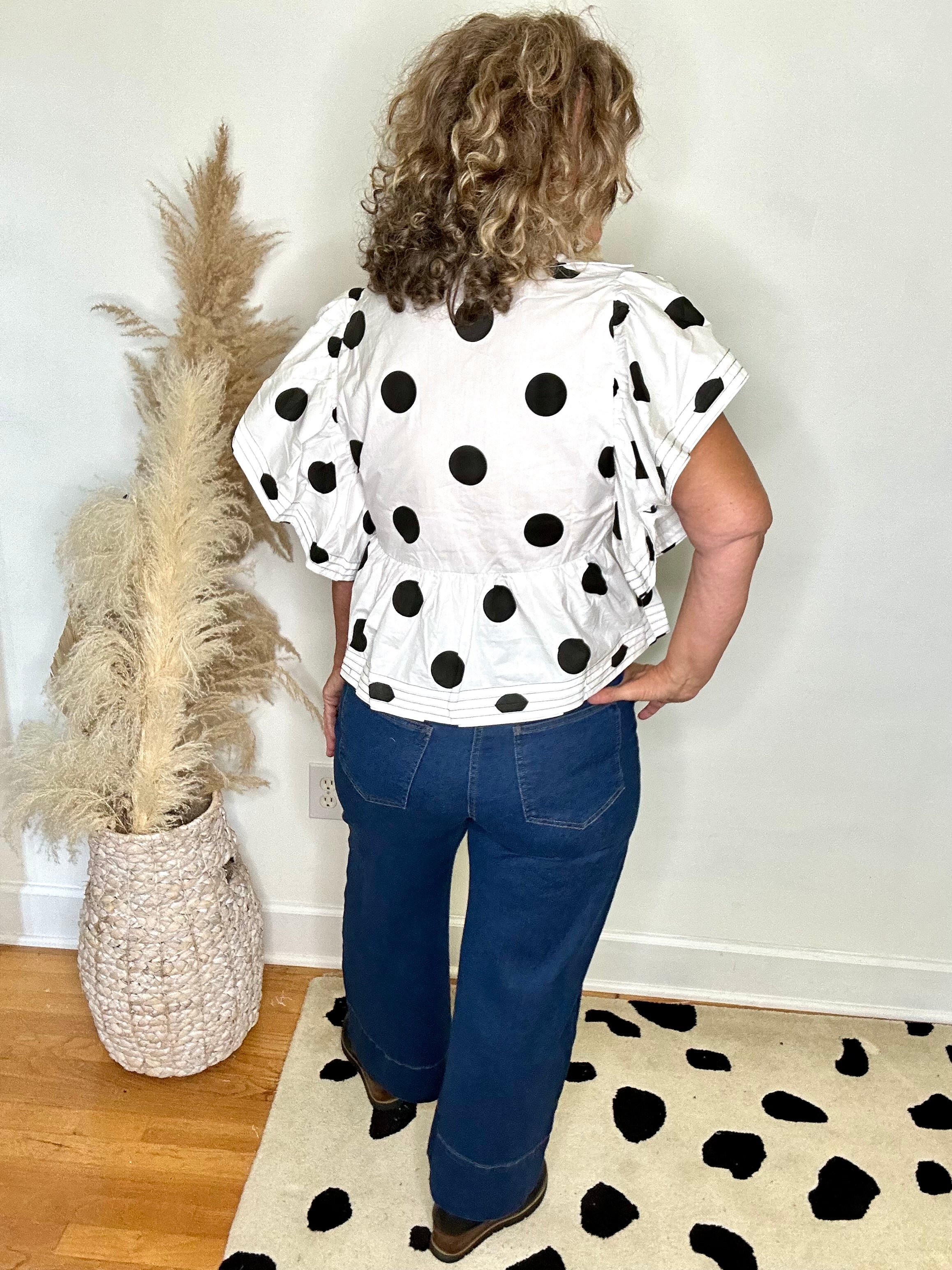 PEPPY POLKA DOT RUFFLE TOP