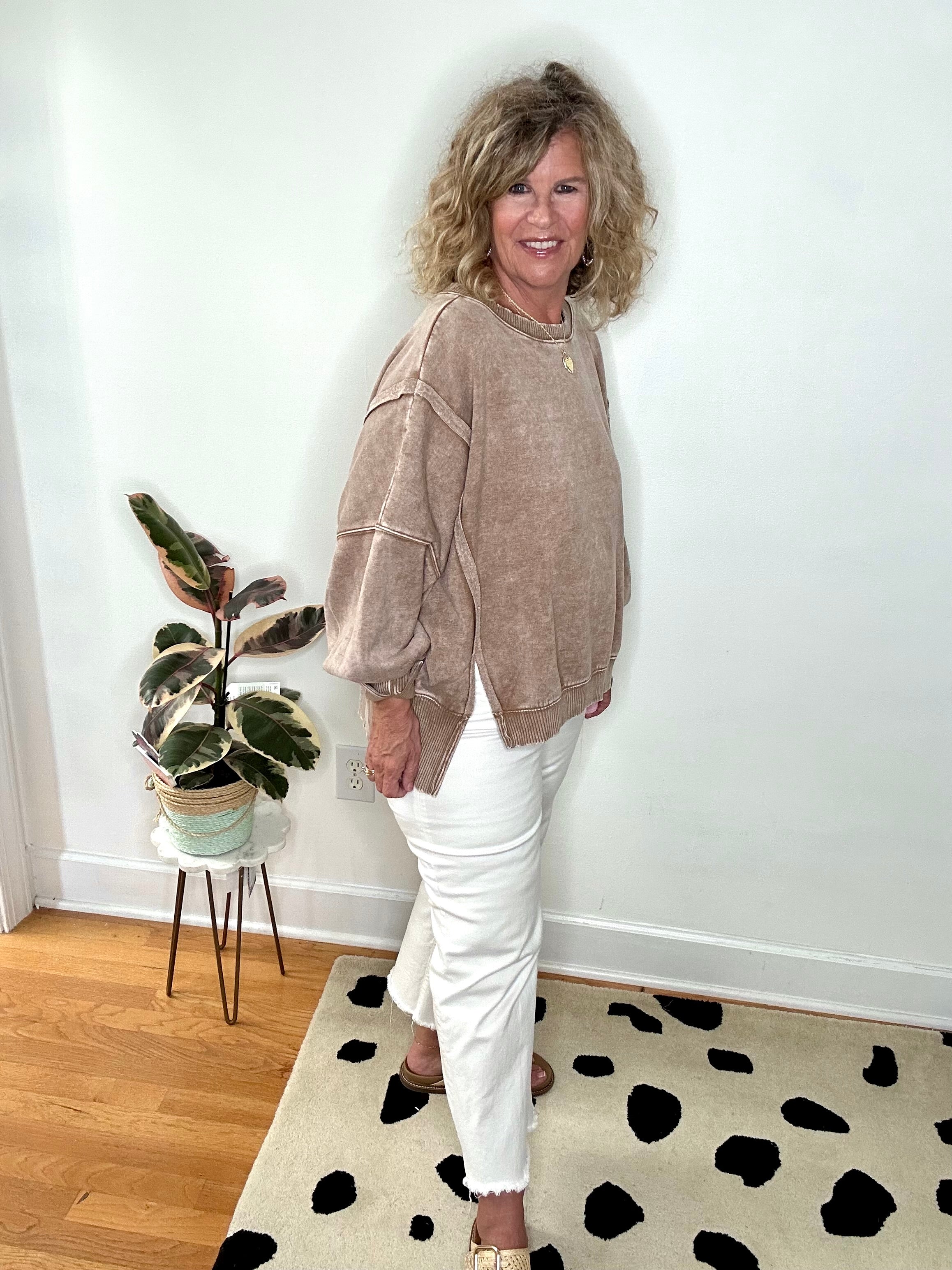 MINERAL WASH BATWING PULLOVER