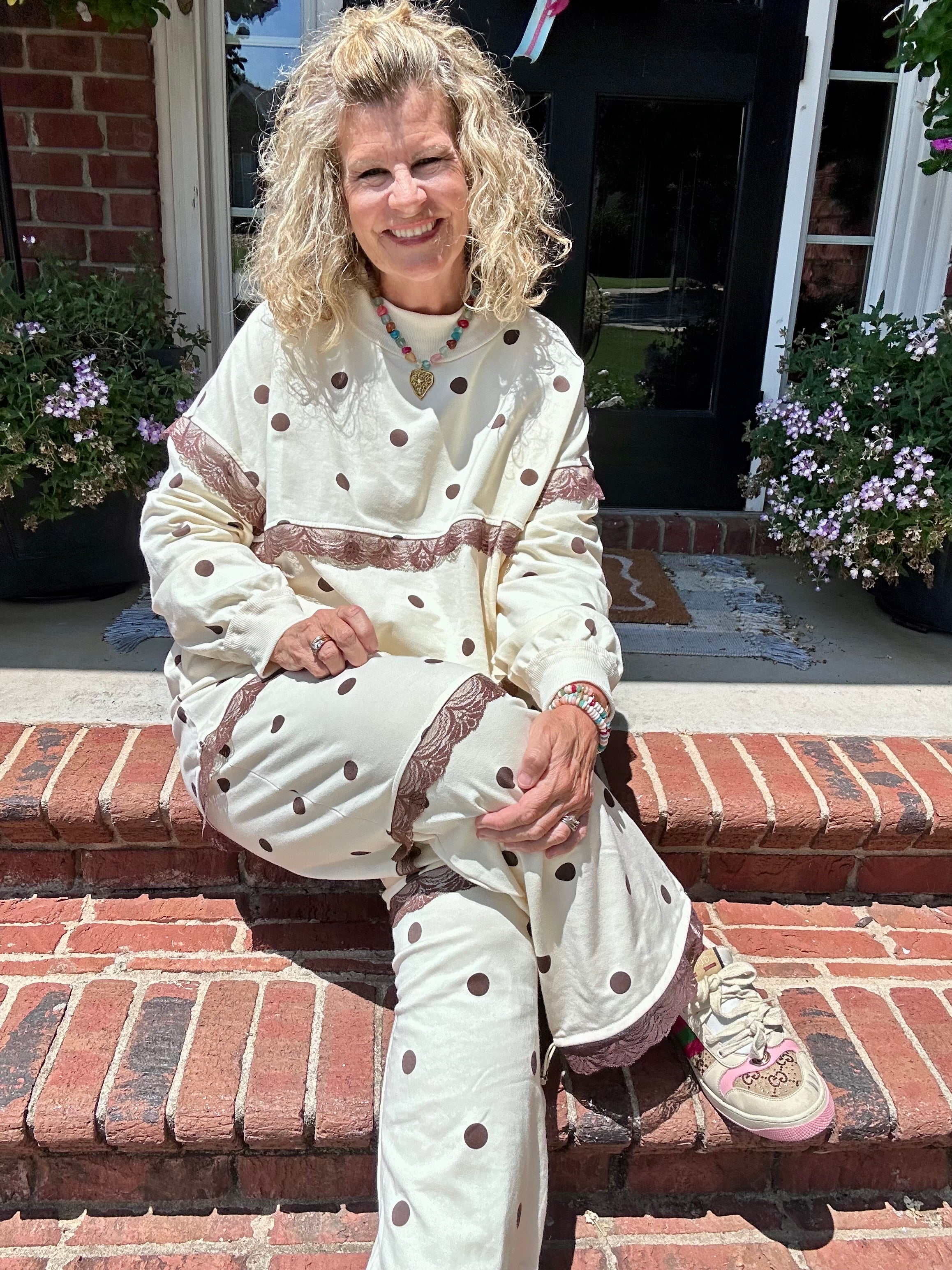 DREAMY POLKA DOT PULLOVER/BROWN