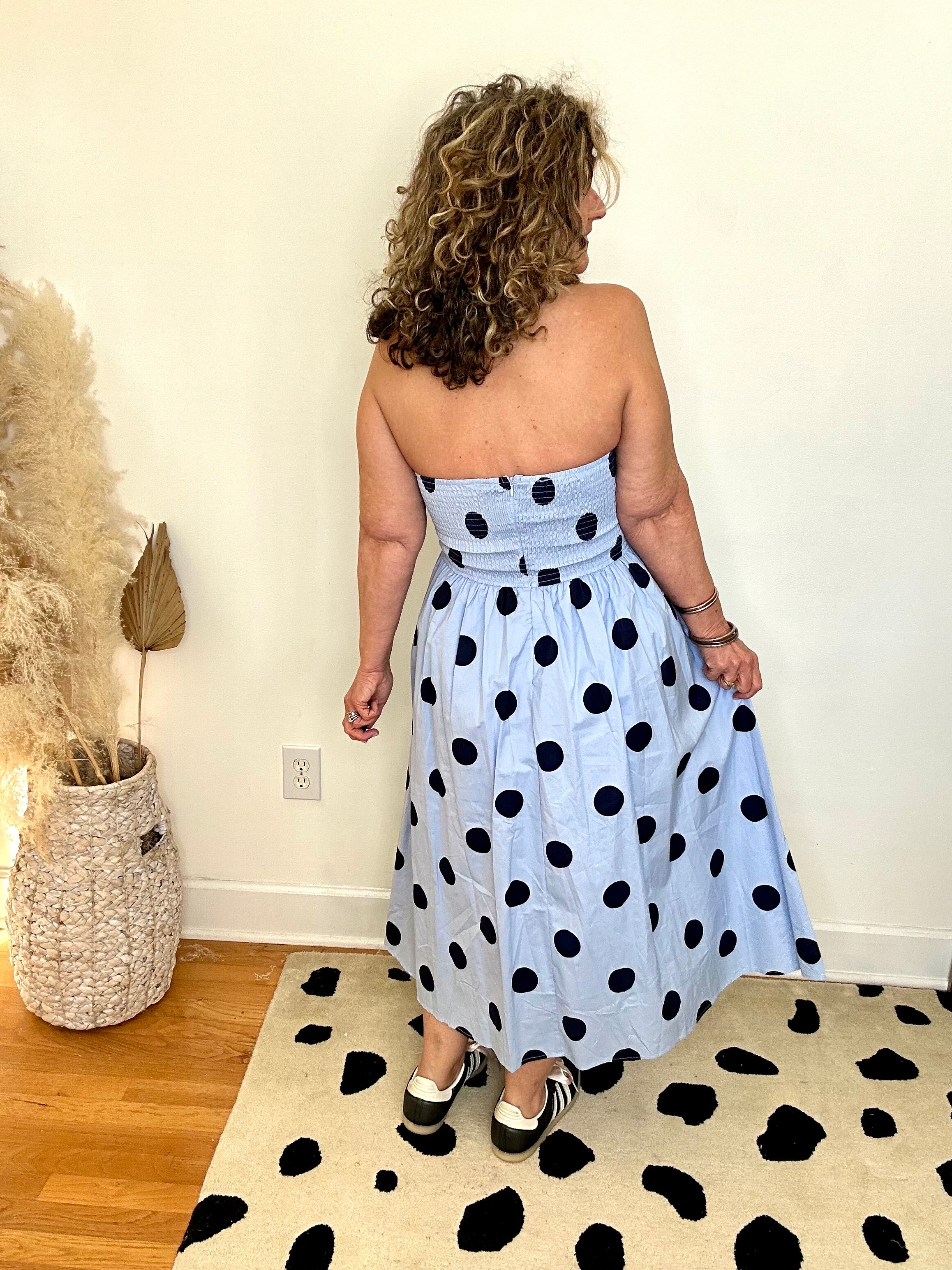 STRAPLESS POLKA DOT DRESS