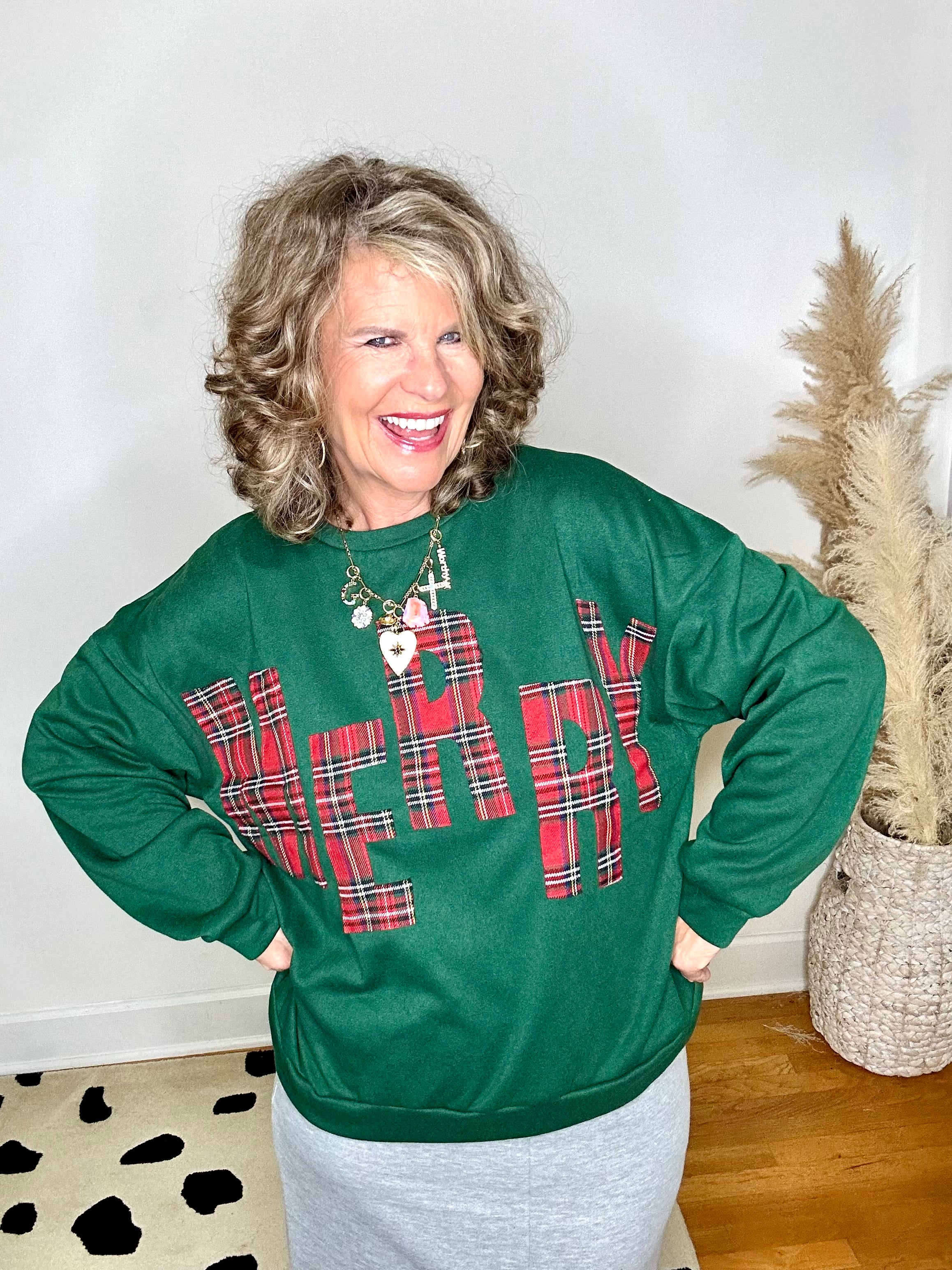 MERRY PLAID  PULLOVER