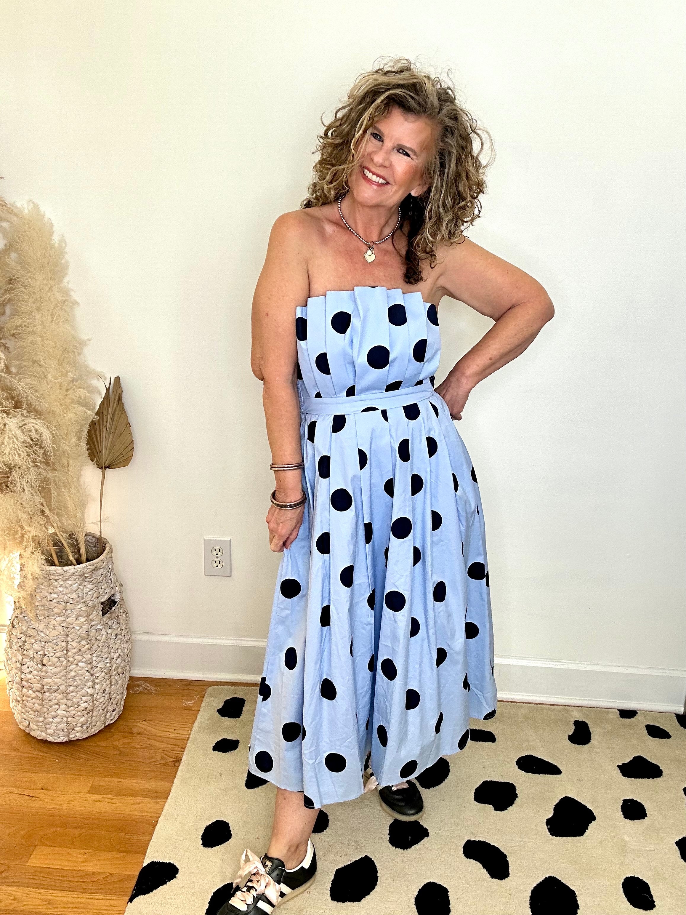 STRAPLESS POLKA DOT DRESS