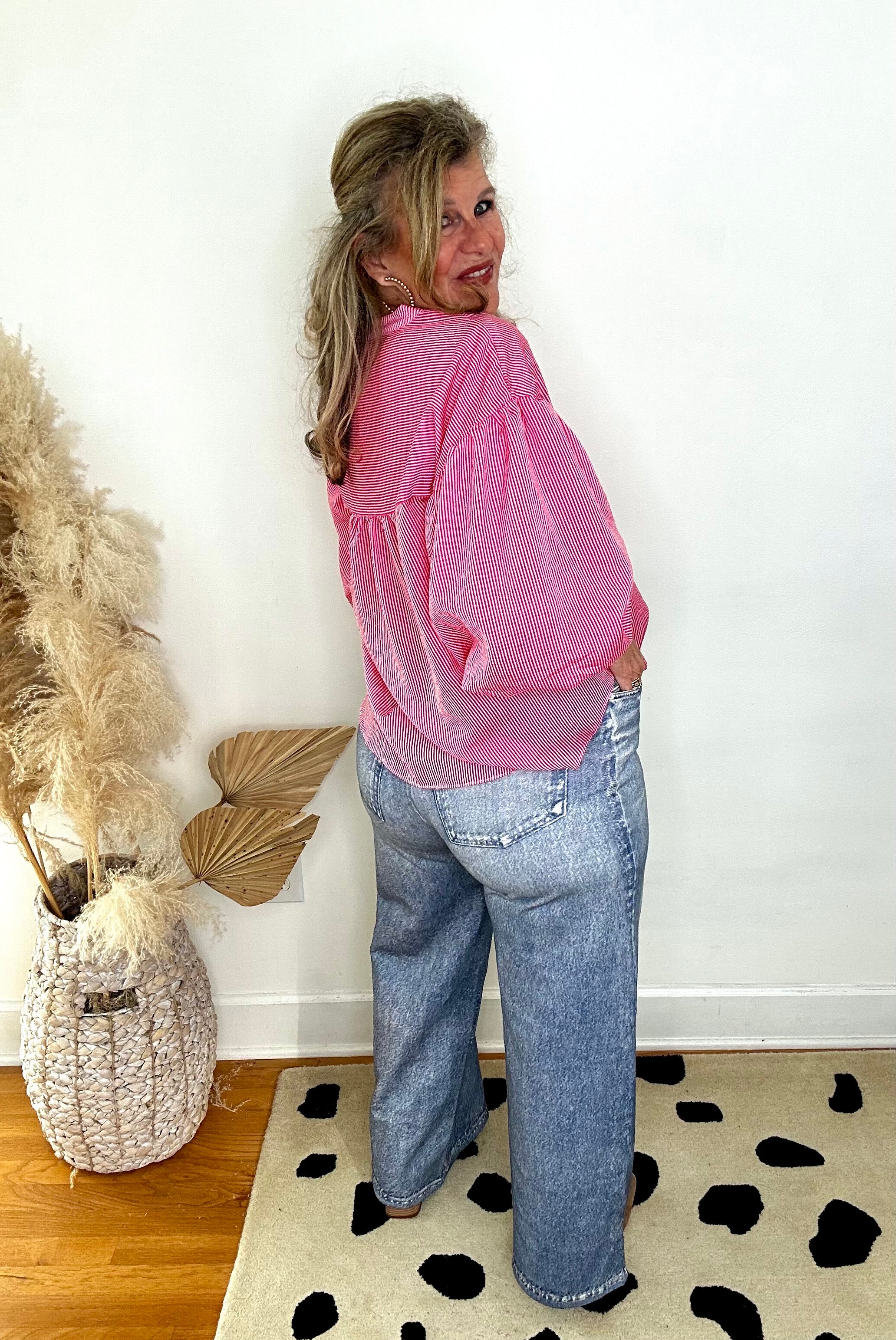 BUBBLE TROUBLE STRIPE BLOUSE