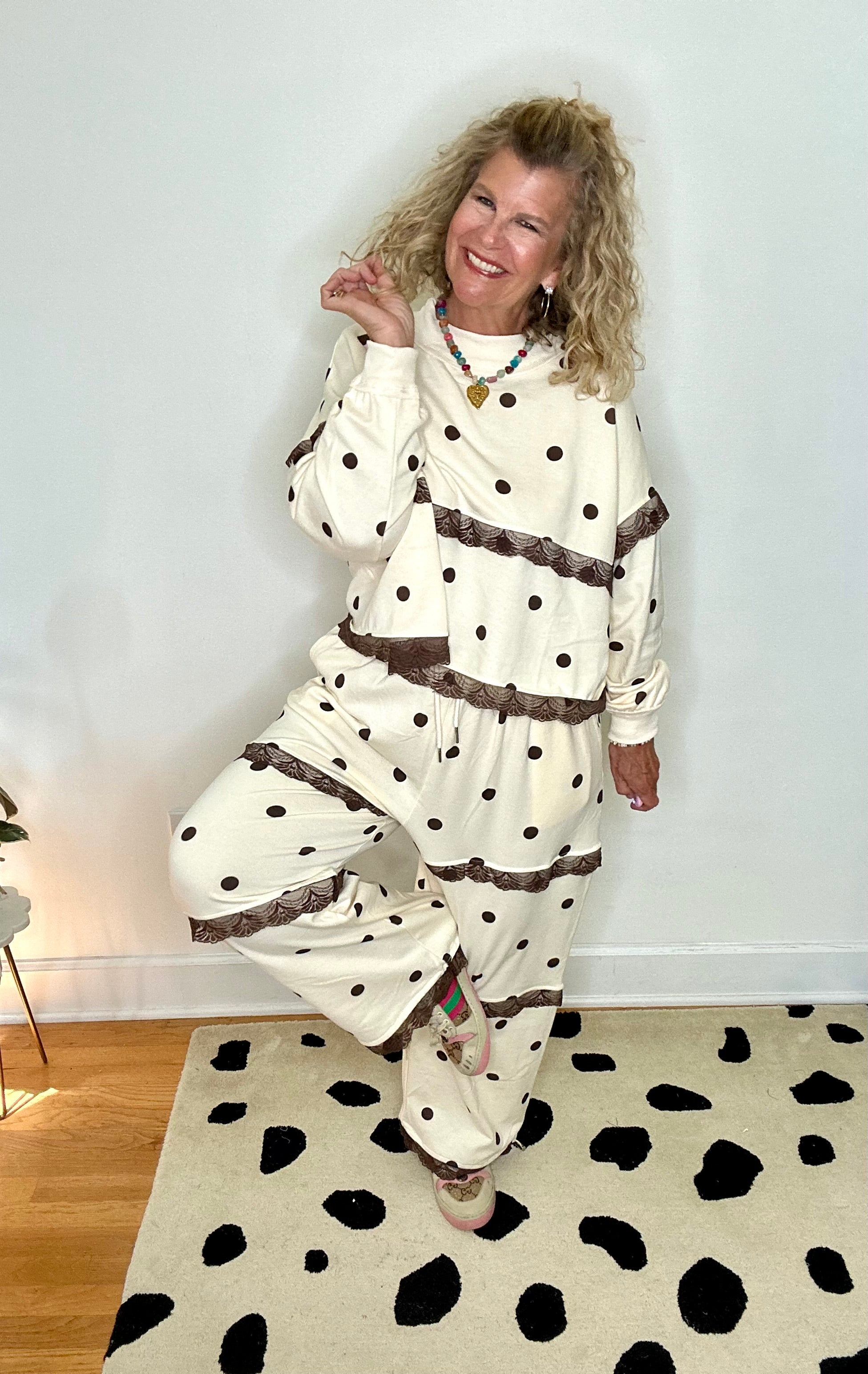 DREAMY POLKA DOT PULLOVER/BROWN