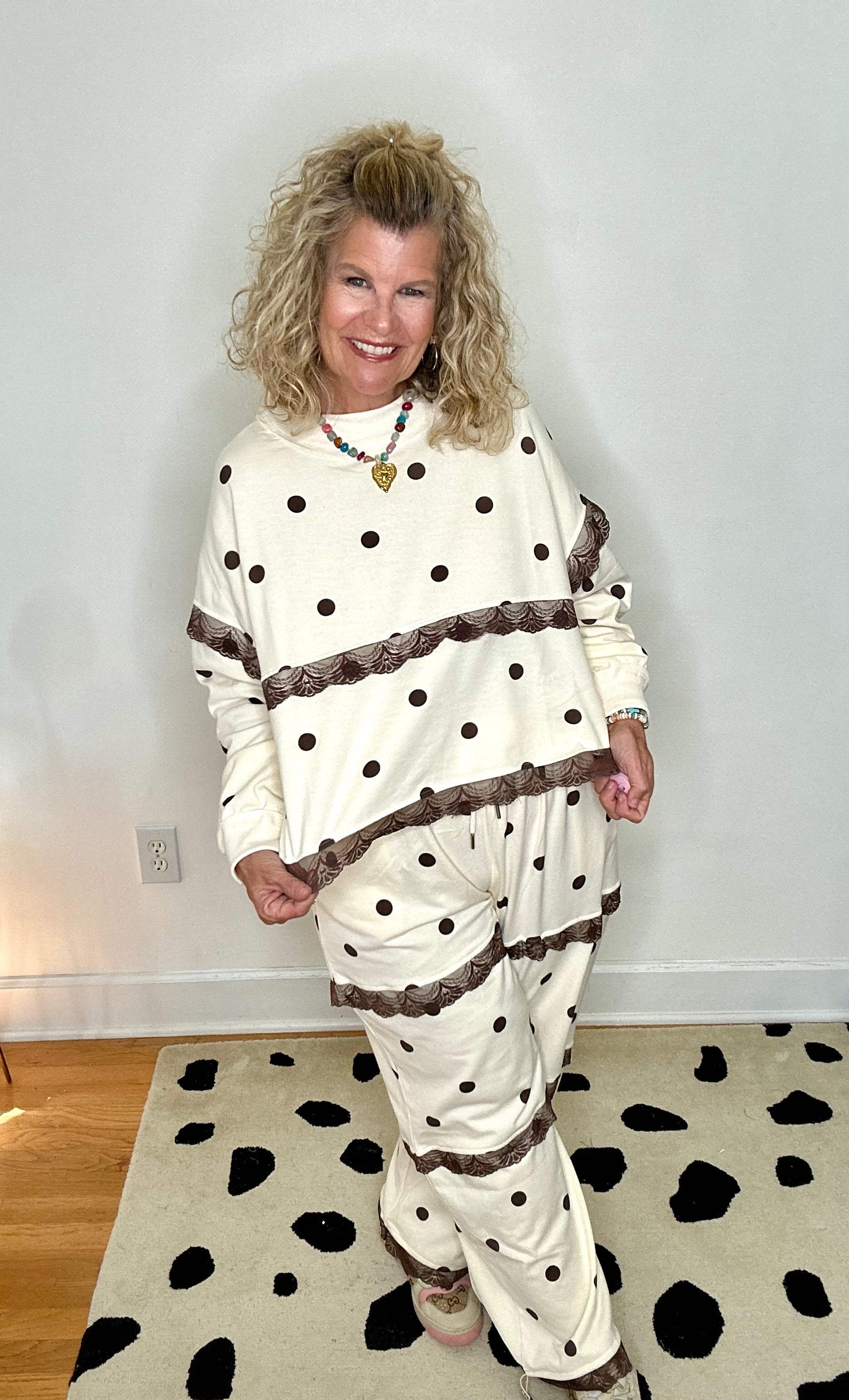 DREAMY POLKA DOT PULLOVER/BROWN