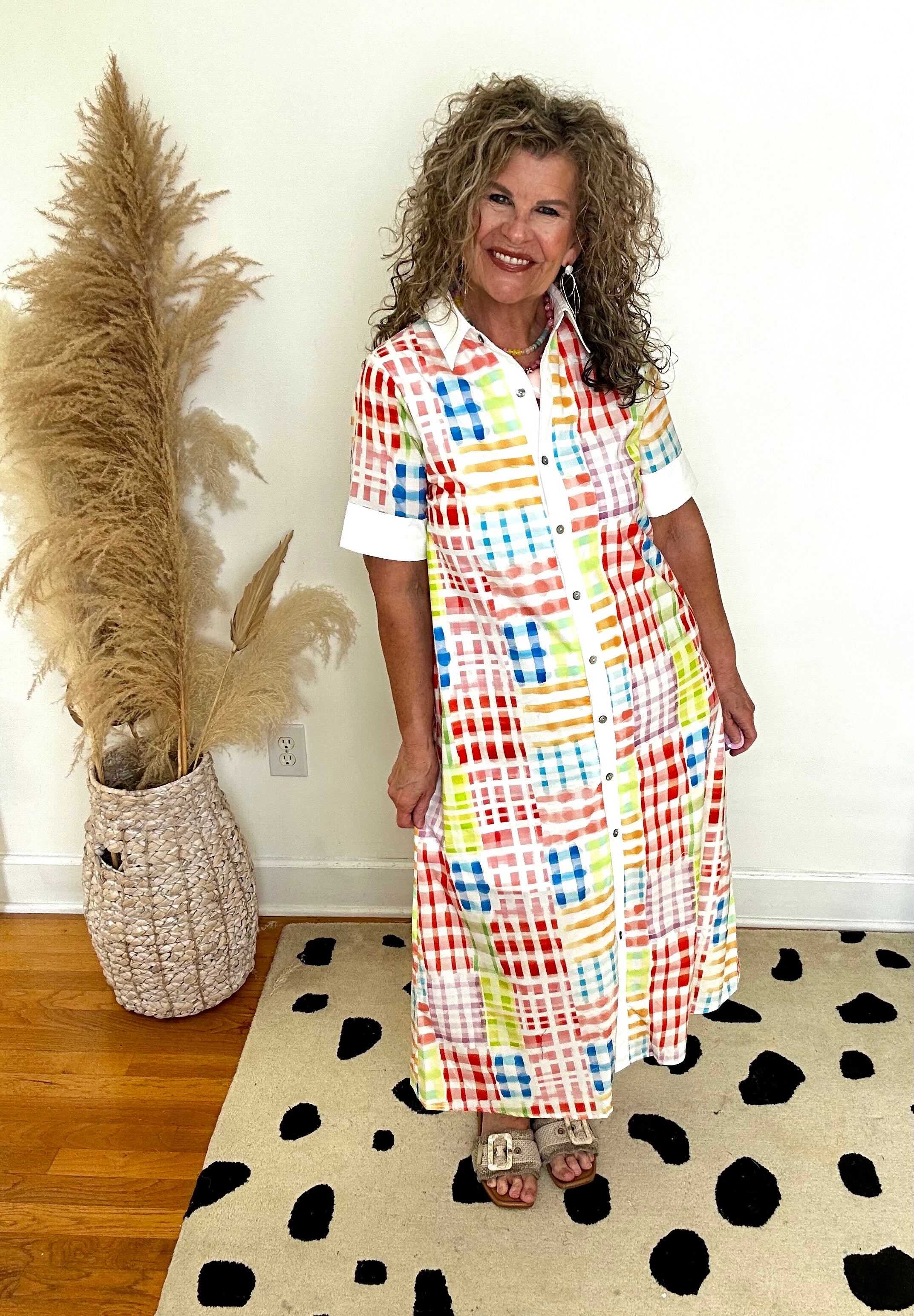 tartan maxi dress RAINBOW PLAID MAXI DRESS