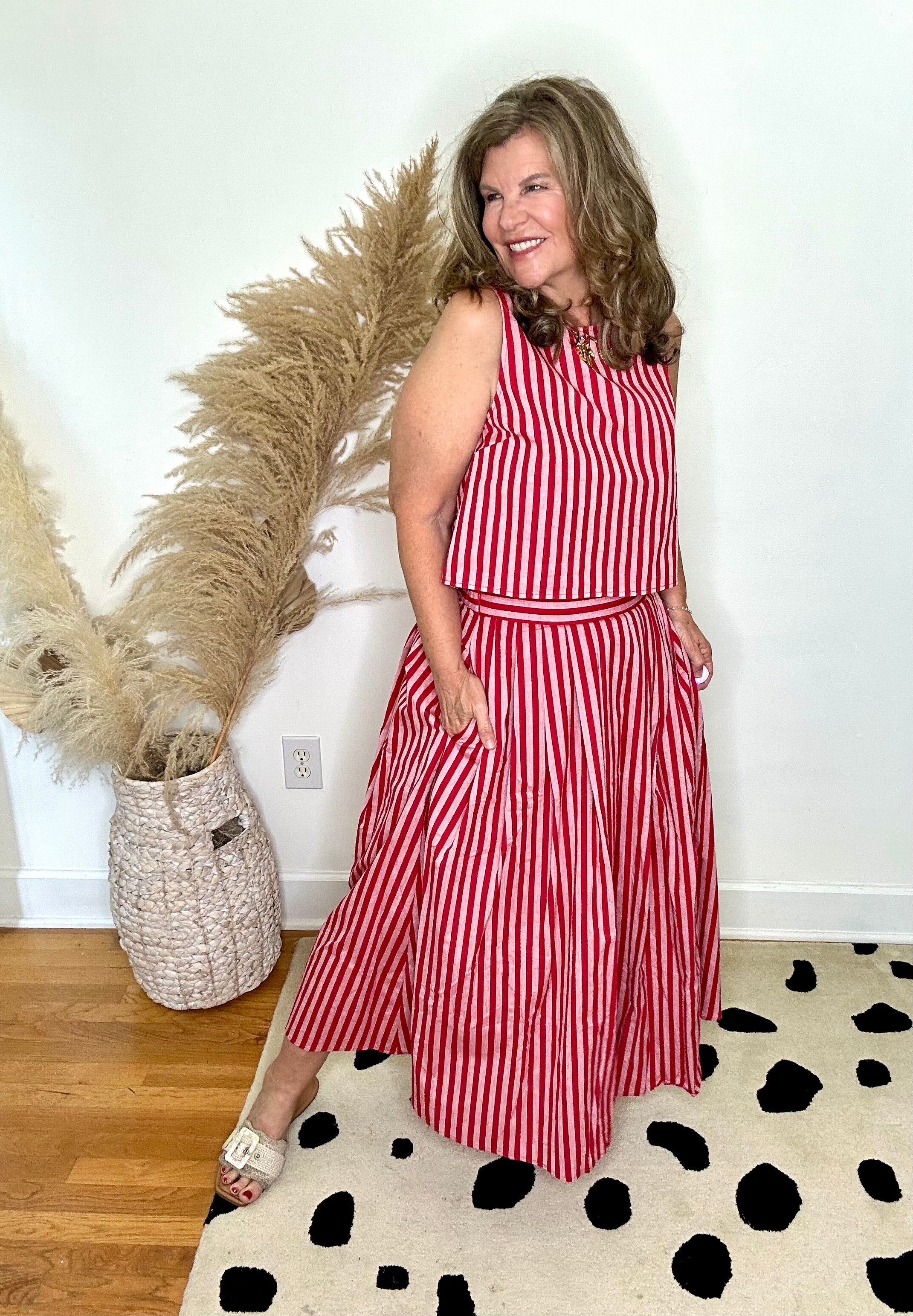 MAY FLOWERS STRIPE SKIRT