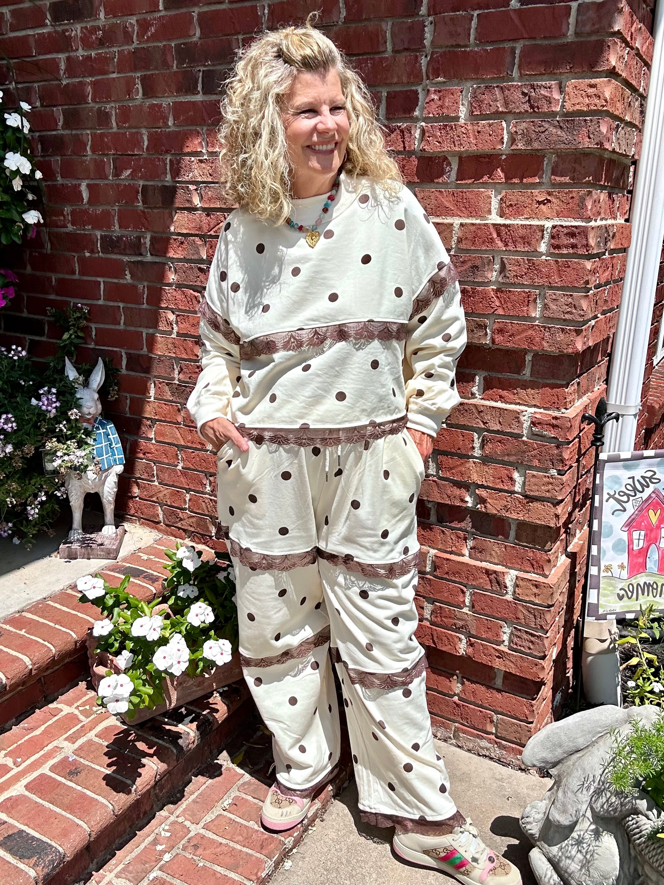DREAMY POLKA DOT PULL ON PANT/ BROWN