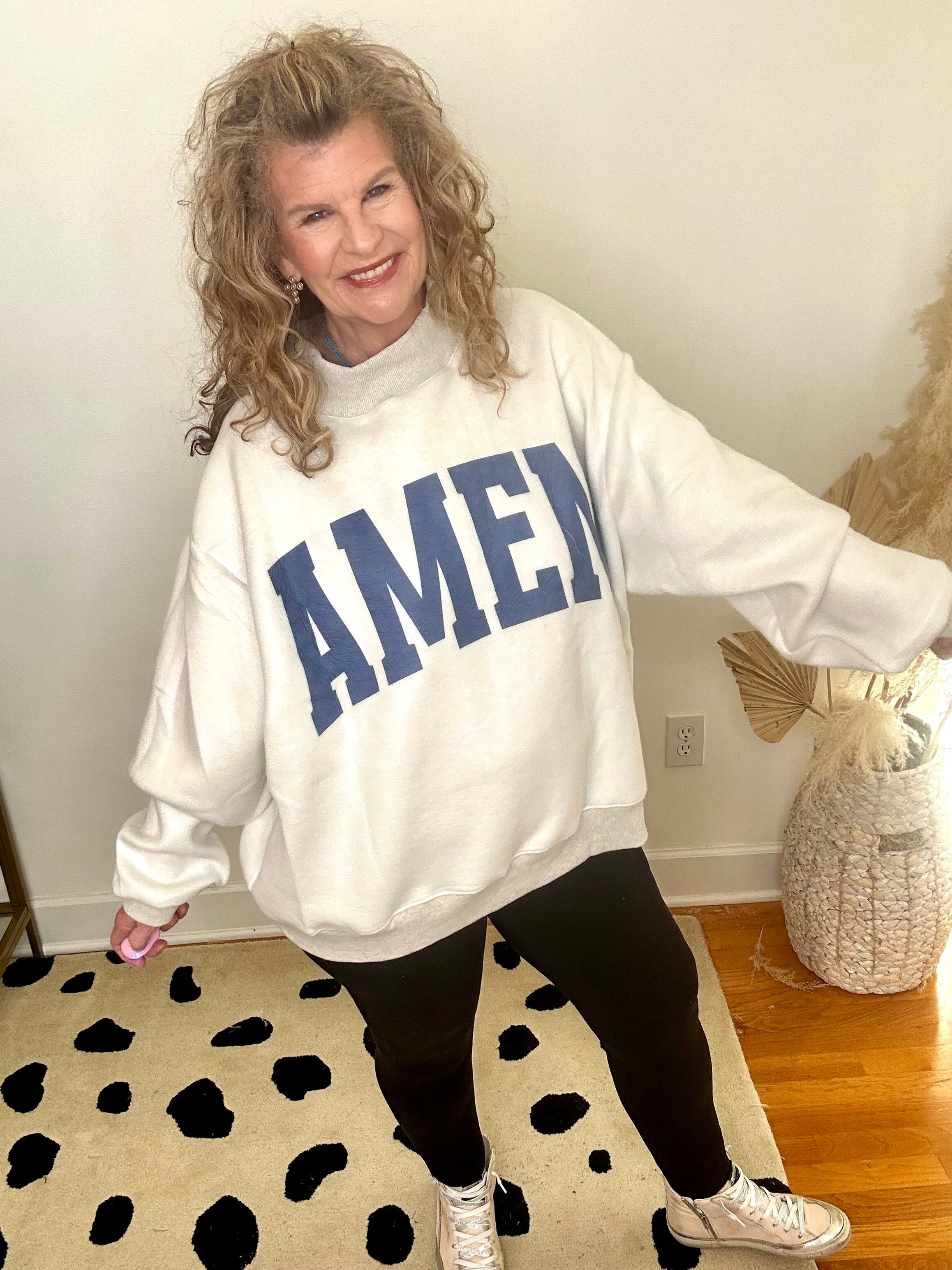 WWJD AND AMEN REVERSIBLE MOCK NECK SWEATSHIRT