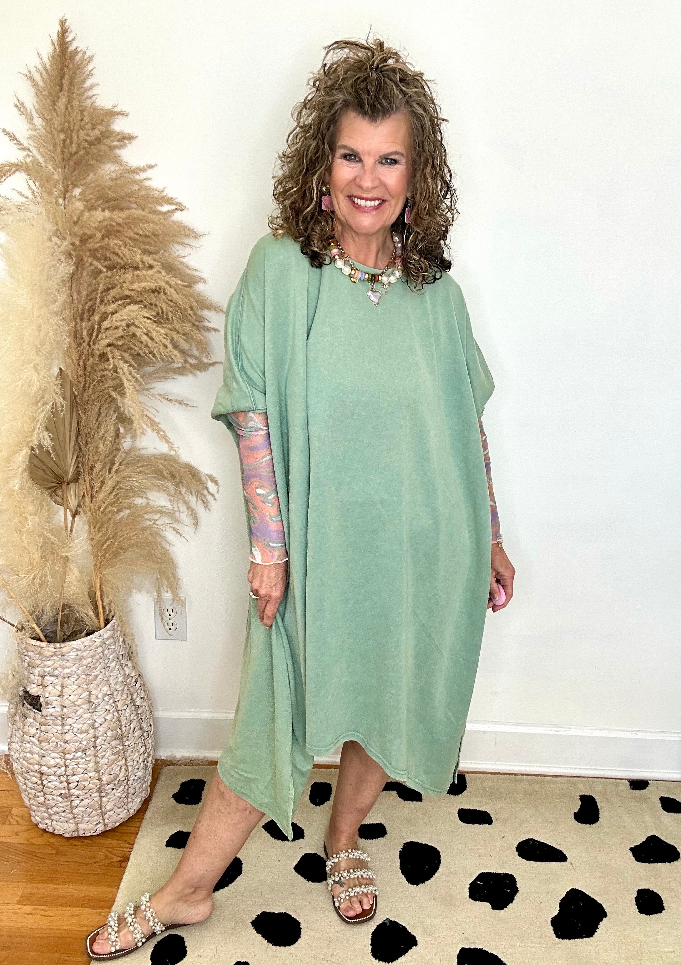 ASH MINT DOLMAN SLEEVE TUNIC DRESS